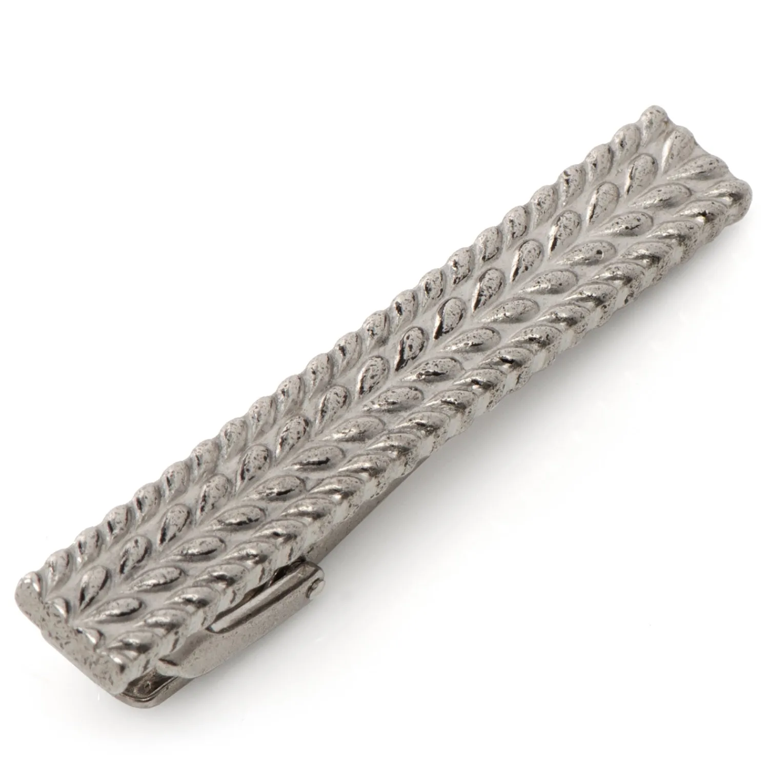 New Antique Silver Herringbone Tie Clip Classic Tie Bars