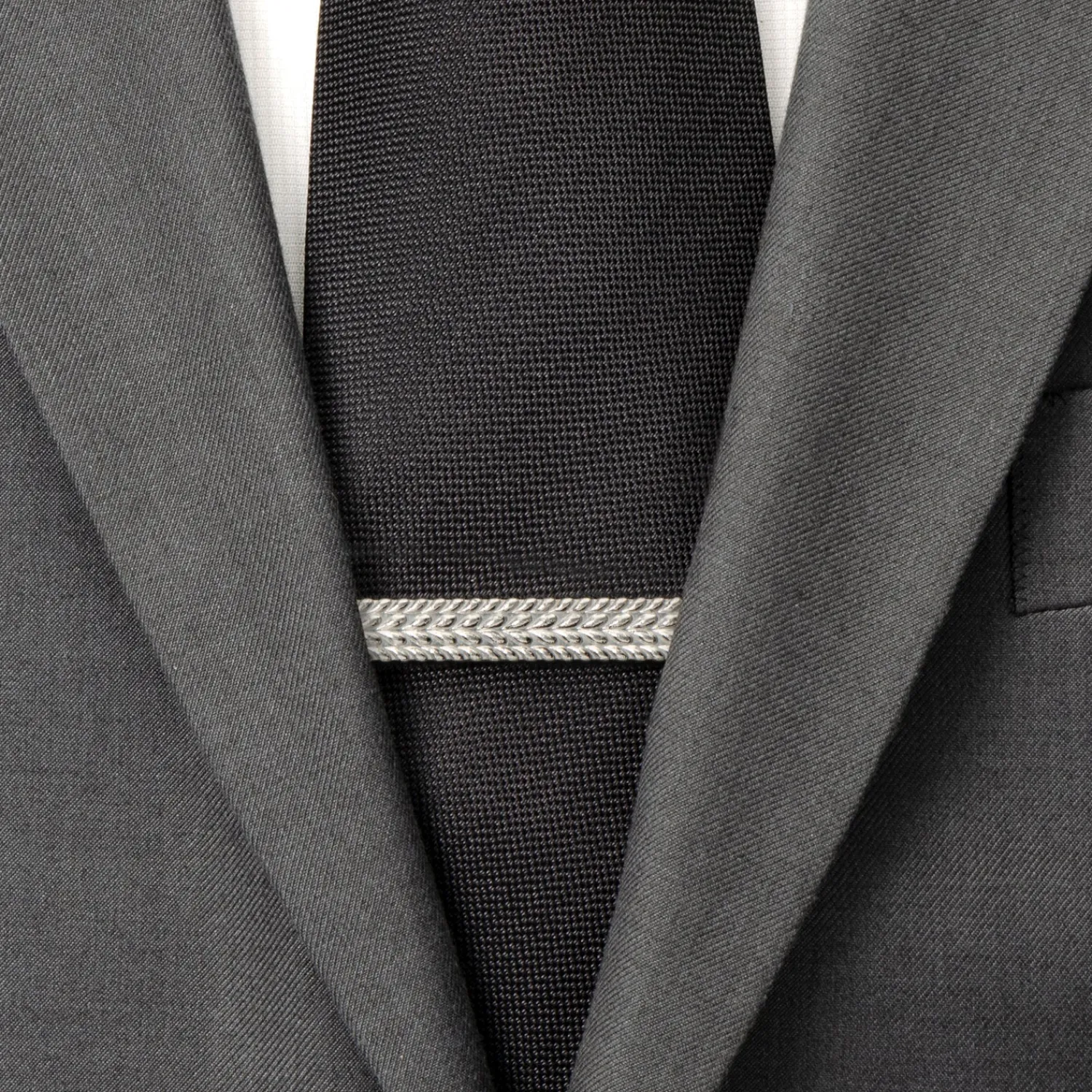 New Antique Silver Herringbone Tie Clip Classic Tie Bars