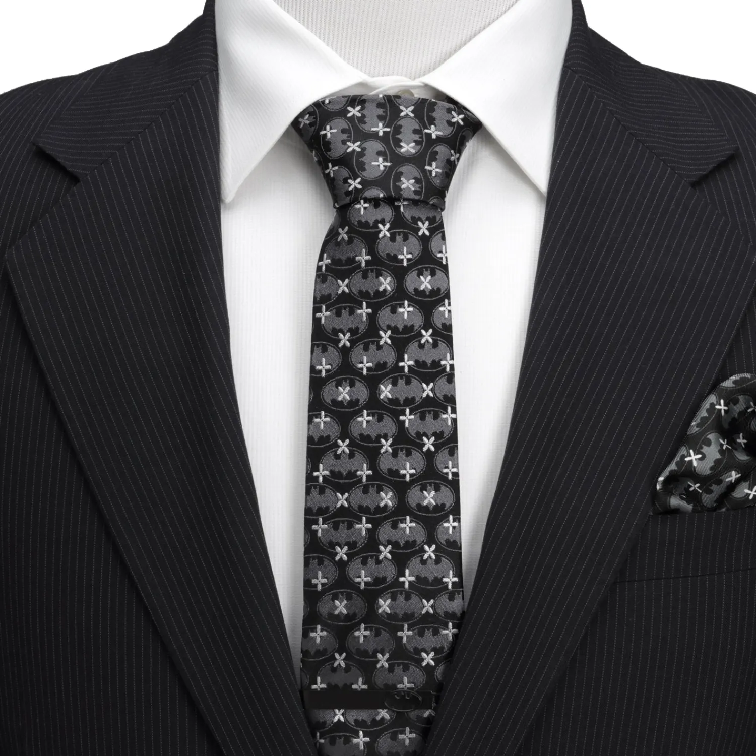 Outlet Batman Cross Black Silk Men's Tie Dc Comics Ties