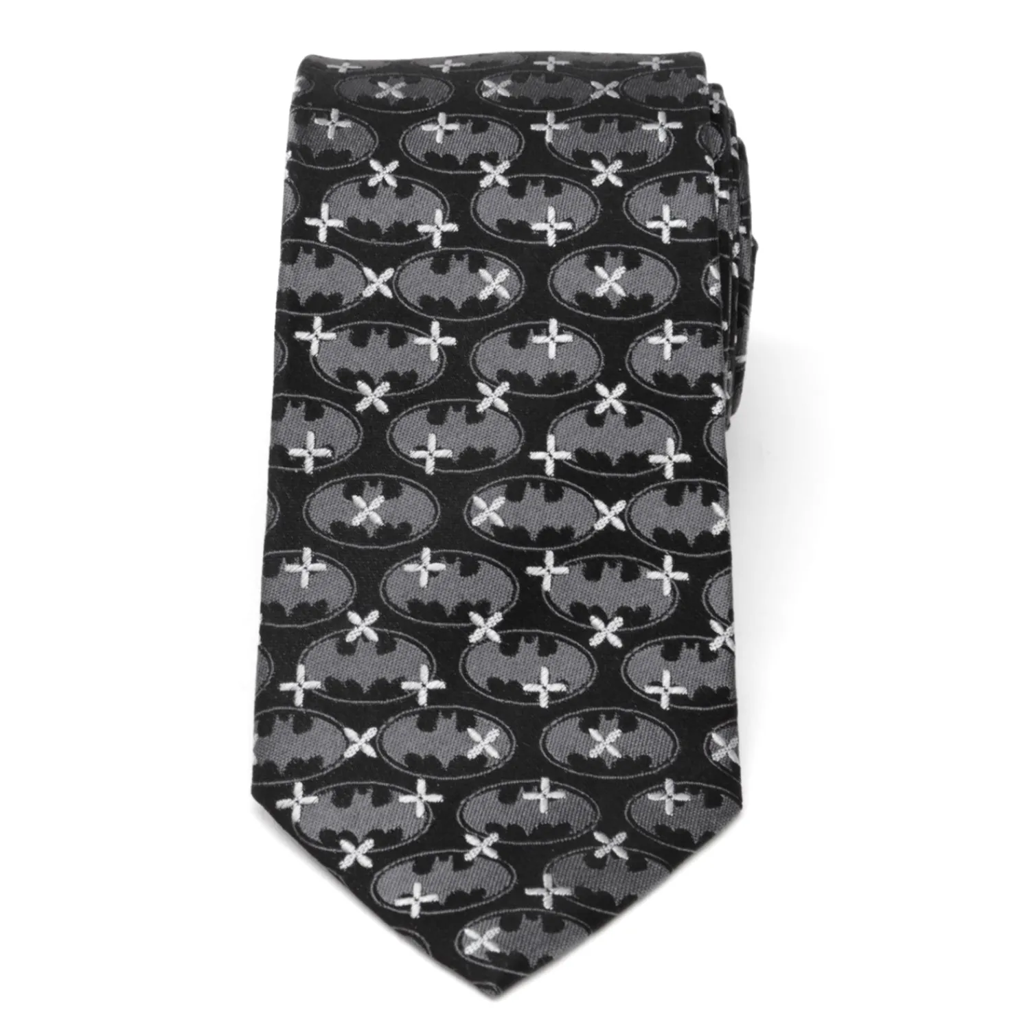 batman_cross_black_silk_mens_tie_2.webp Outlet Batman Cross Black Silk Men's Tie Dc Comics Ties