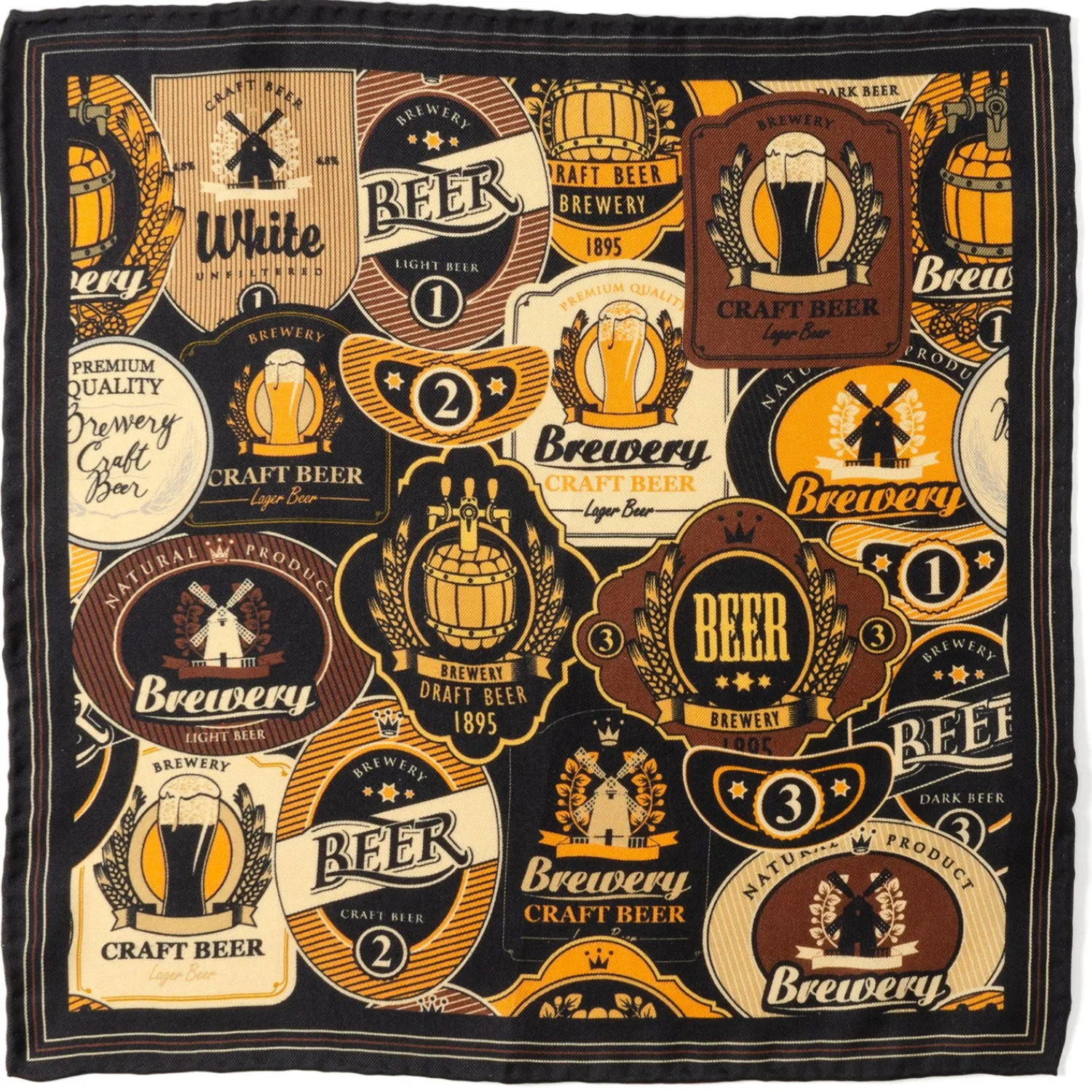 Outlet Beer Aficionado Black Multi Pocket Square Pocket Squares