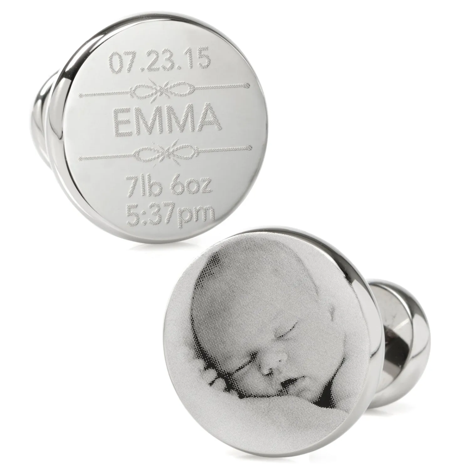 Store Birth Details Custom Photo Engravable Cufflinks Luxury Cufflinks | Hobbies & Interests Cufflinks
