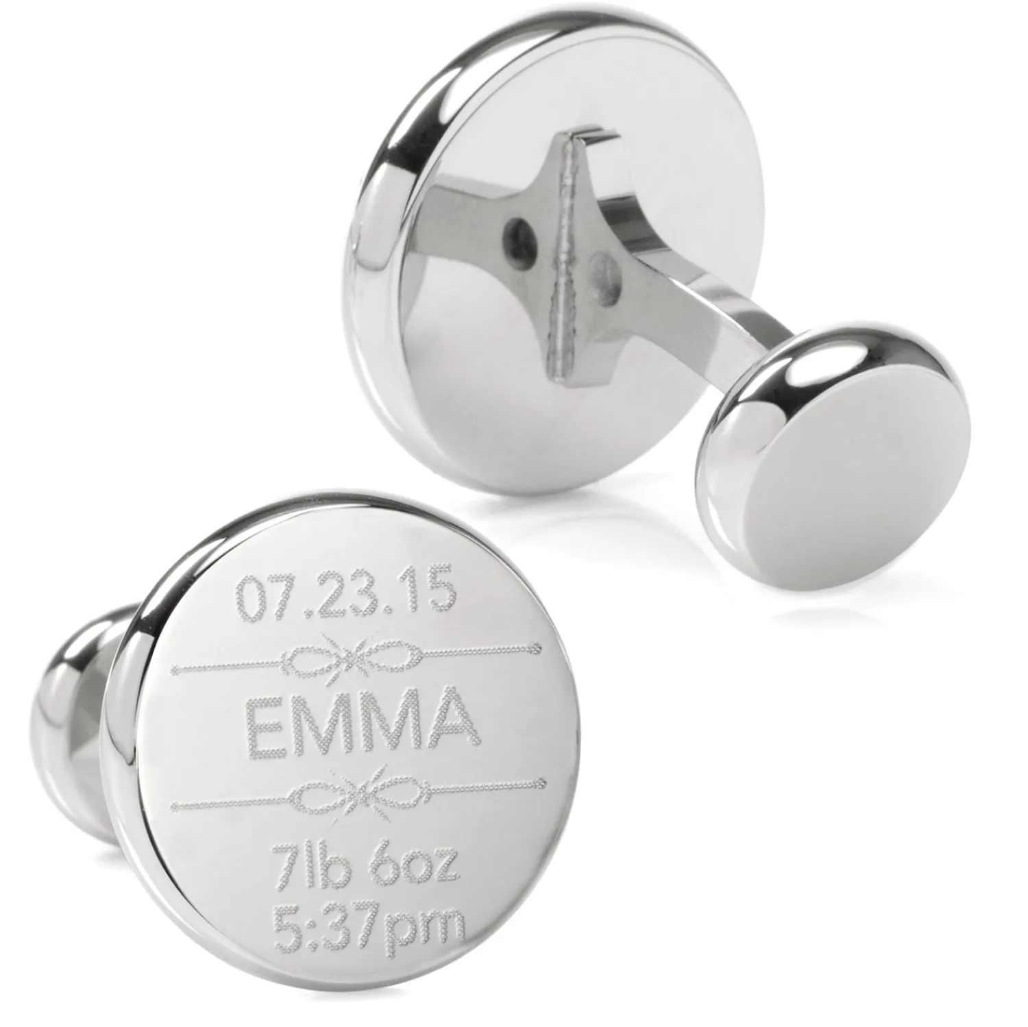 Store Birth Details Custom Photo Engravable Cufflinks Luxury Cufflinks | Hobbies & Interests Cufflinks