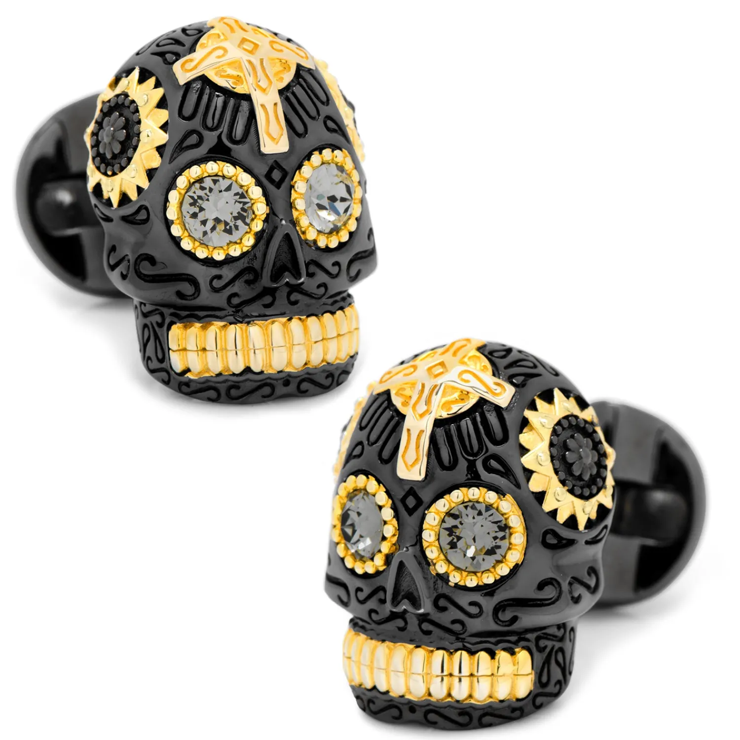 Fashion Black and Gold Vermeil Day of the Dead Skull Cufflinks Luxury Cufflinks | Hobbies & Interests Cufflinks