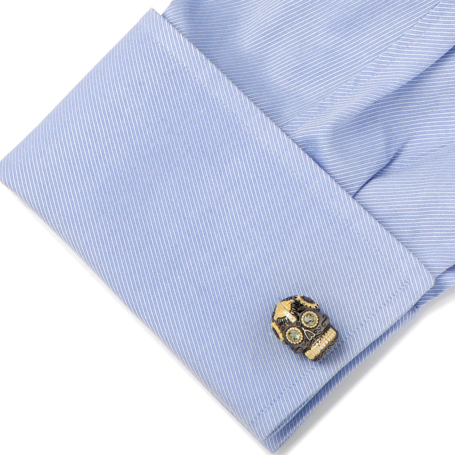 Fashion Black and Gold Vermeil Day of the Dead Skull Cufflinks Luxury Cufflinks | Hobbies & Interests Cufflinks