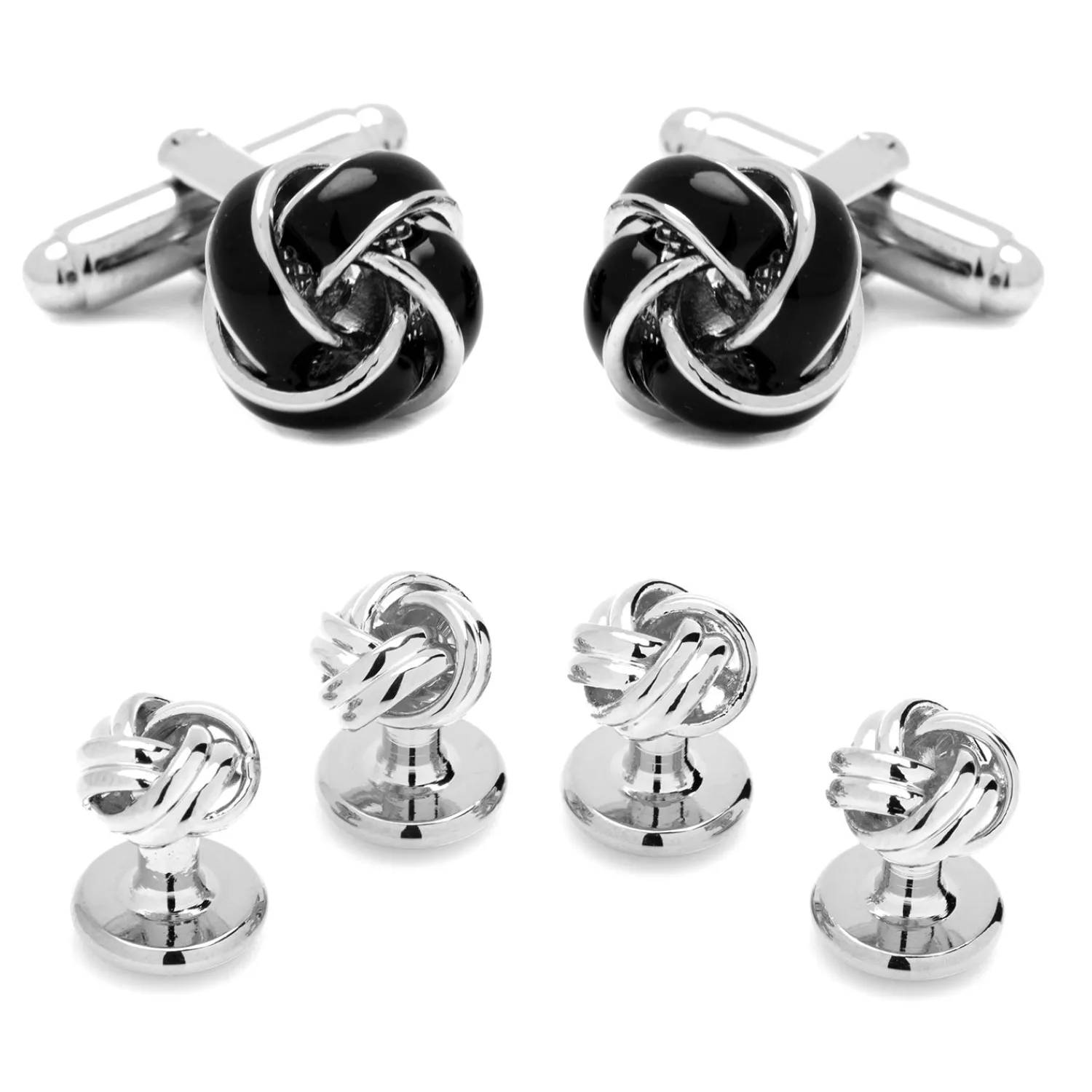 Outlet Black and Silver Knot Stud Set Stud Sets