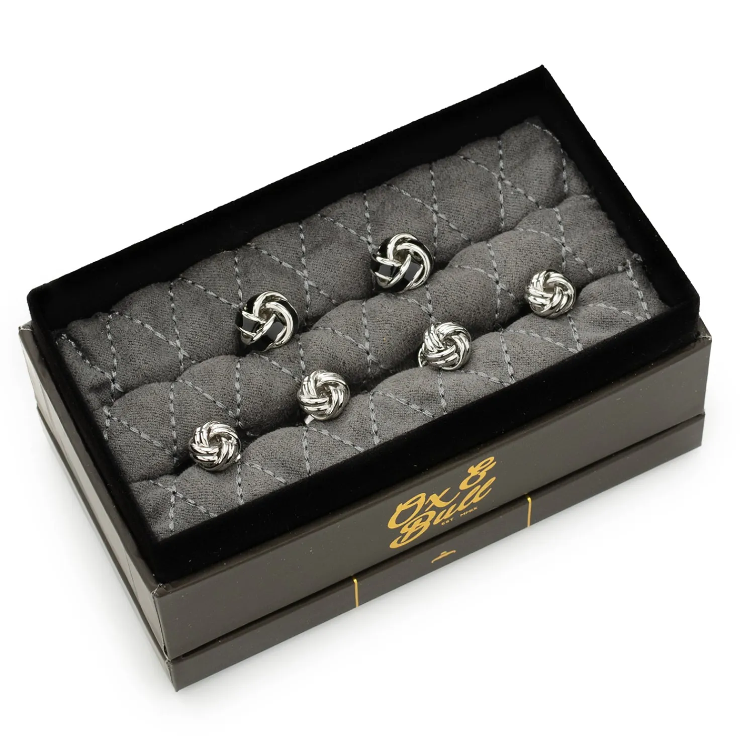 Outlet Black and Silver Knot Stud Set Stud Sets