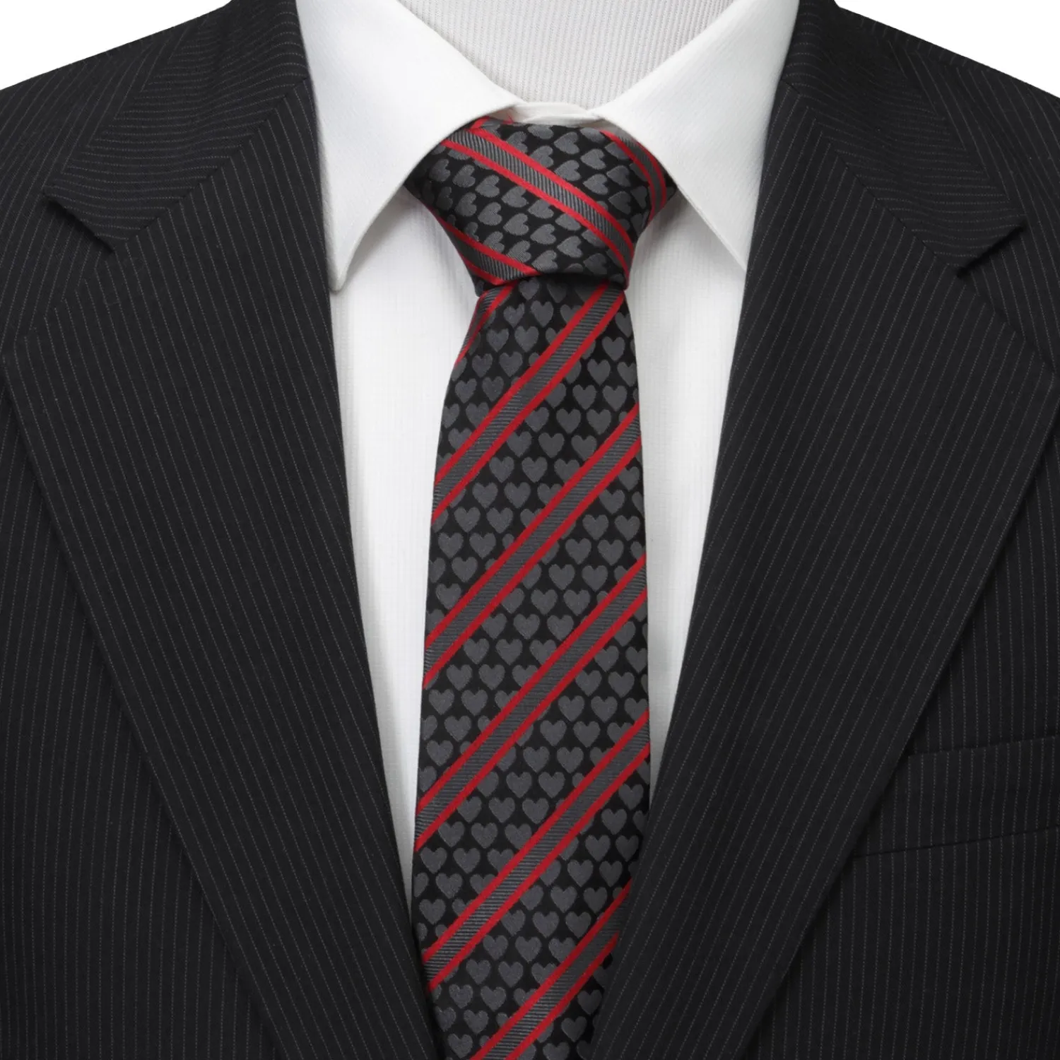 Store Black Heart Striped Men's Tie Classic Ties | Hobbies & Interests Cufflinks
