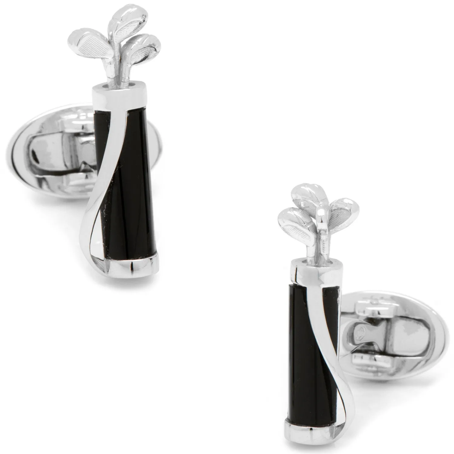 Cheap Black Onyx Golf Bag and Clubs Cufflinks Luxury Cufflinks | Hobbies & Interests Cufflinks