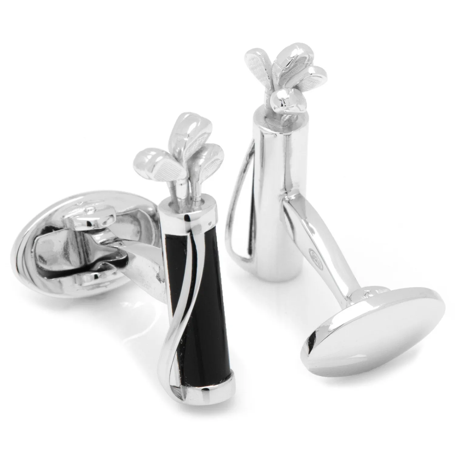Cheap Black Onyx Golf Bag and Clubs Cufflinks Luxury Cufflinks | Hobbies & Interests Cufflinks