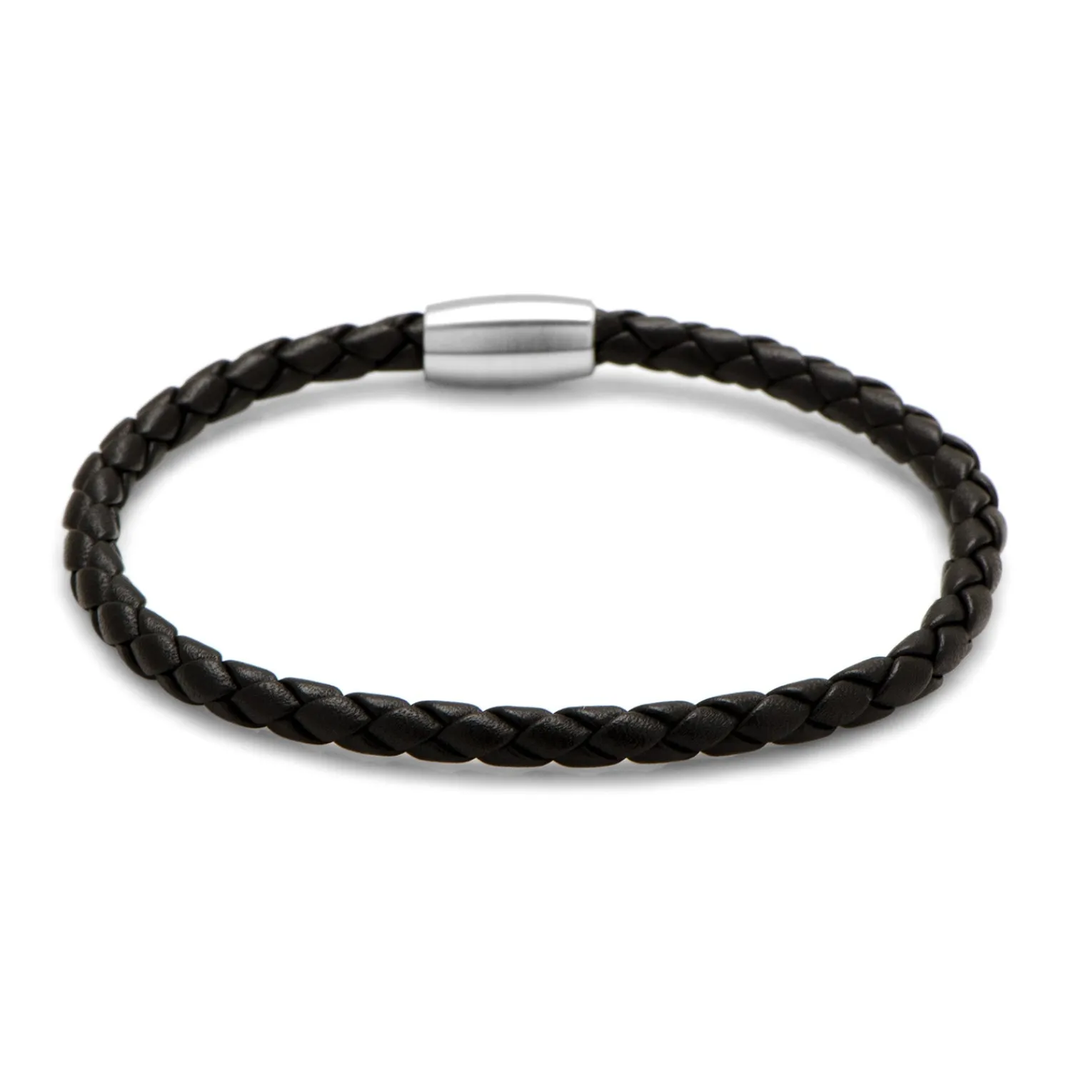 Hot Black Woven Leather Bracelet with Magnetic Closure Leather Goods | Bracelets