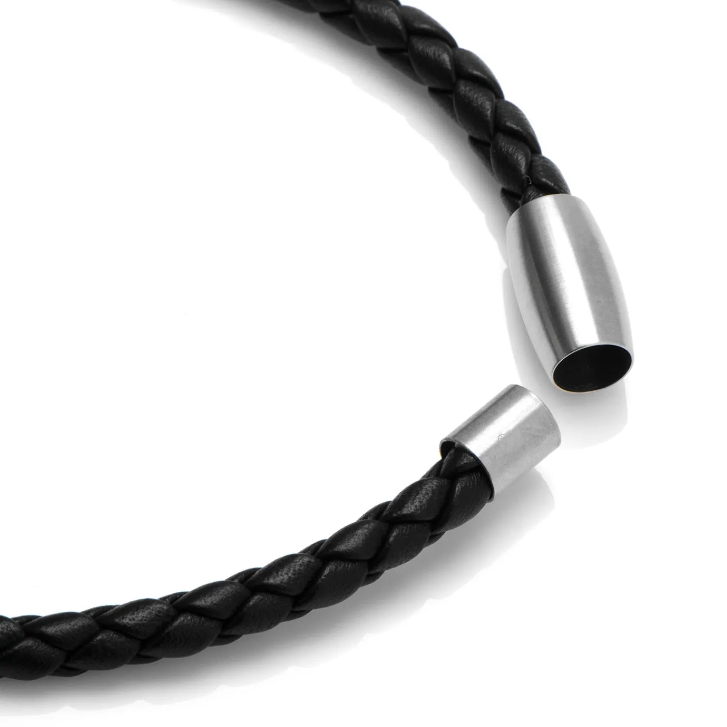 Hot Black Woven Leather Bracelet with Magnetic Closure Leather Goods | Bracelets