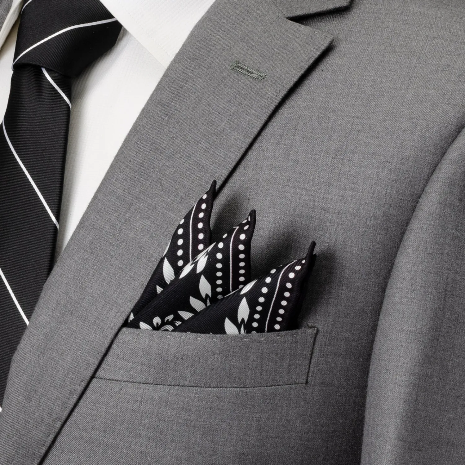 Shop Black/White Men's Silk Pocket Square Pocket Squares