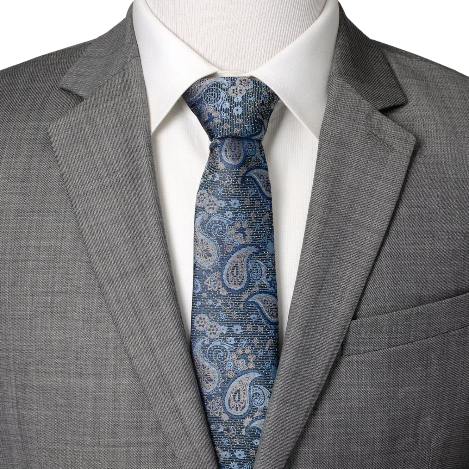 Cheap Blue & Gray Paisley Men's Tie Classic Ties