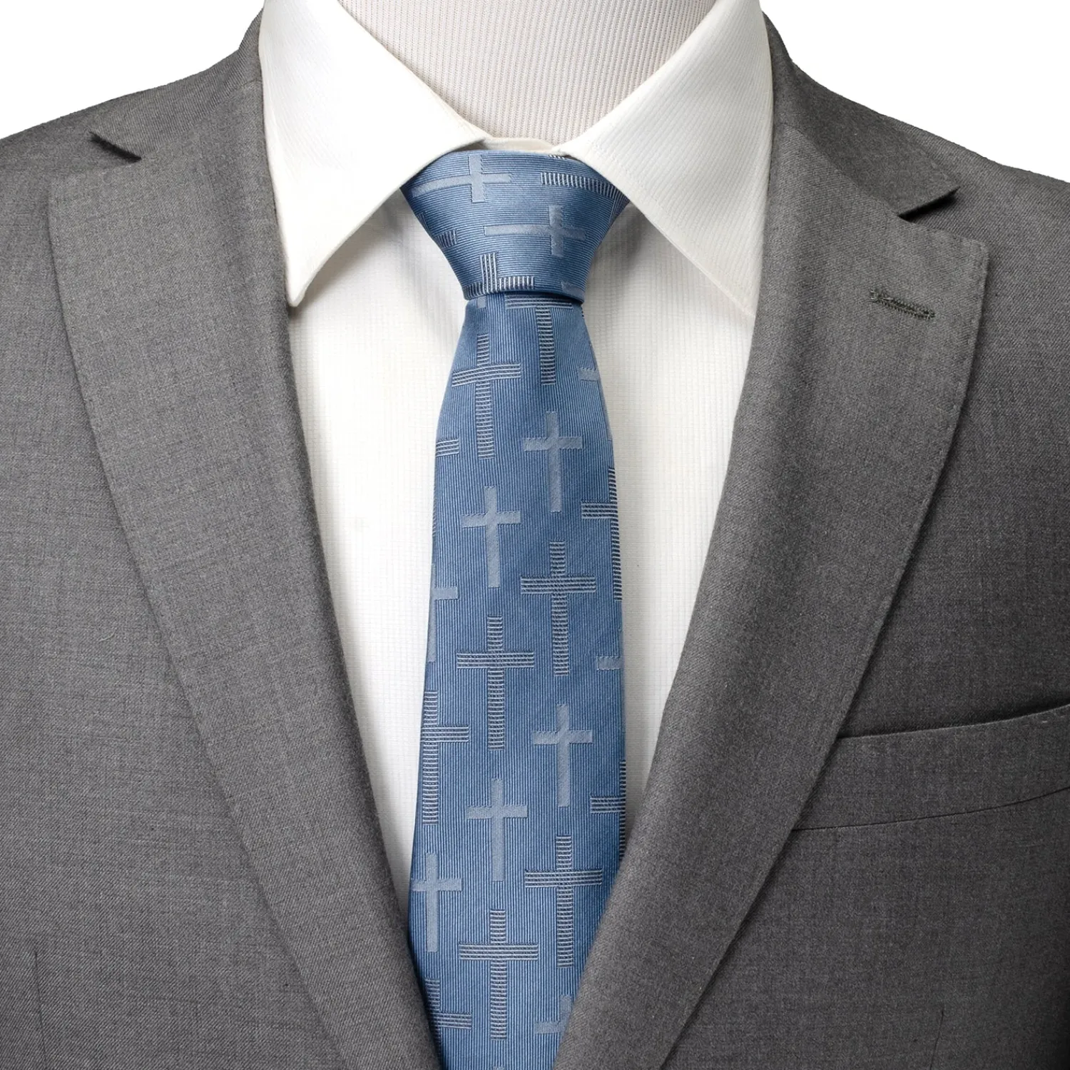 Best Sale Blue Textured Cross Men's Tie Classic Ties | Hobbies & Interests Cufflinks