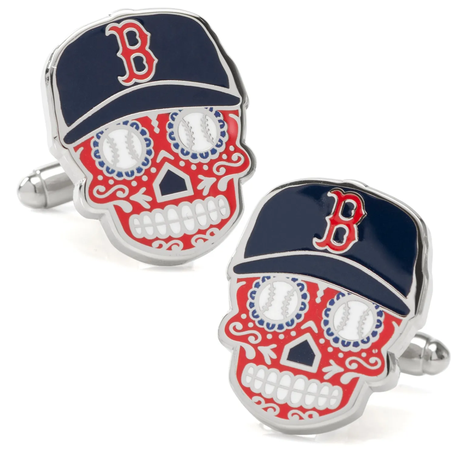 Best Sale Boston Red Sox Sugar Skull Cufflinks Luxury Cufflinks | Sports Cufflinks