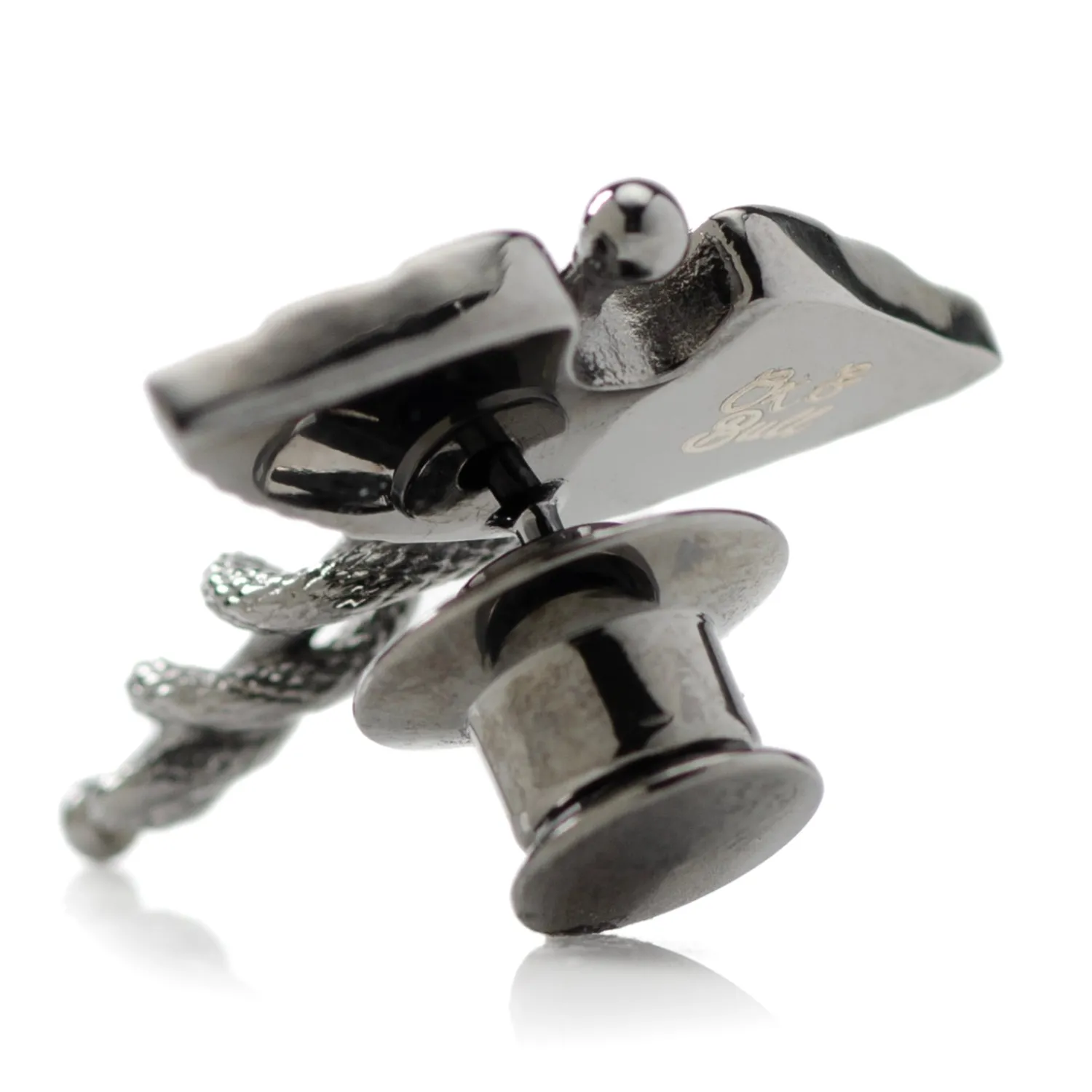 Hot Caduceus Pave Gunmetal Lapel Pin Lapel Pins