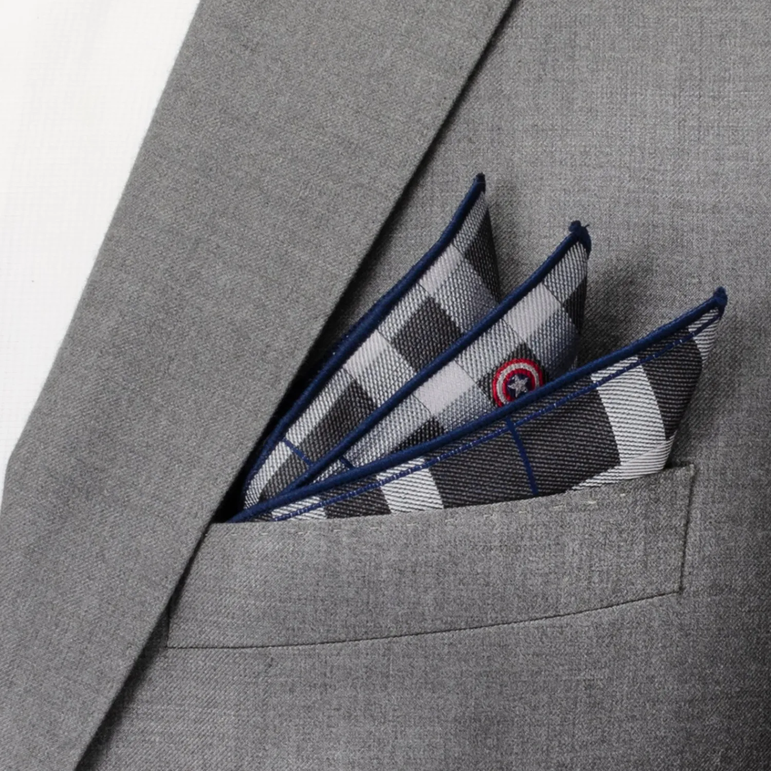 Online Captain America Gray Plaid Pocket Square Pocket Squares