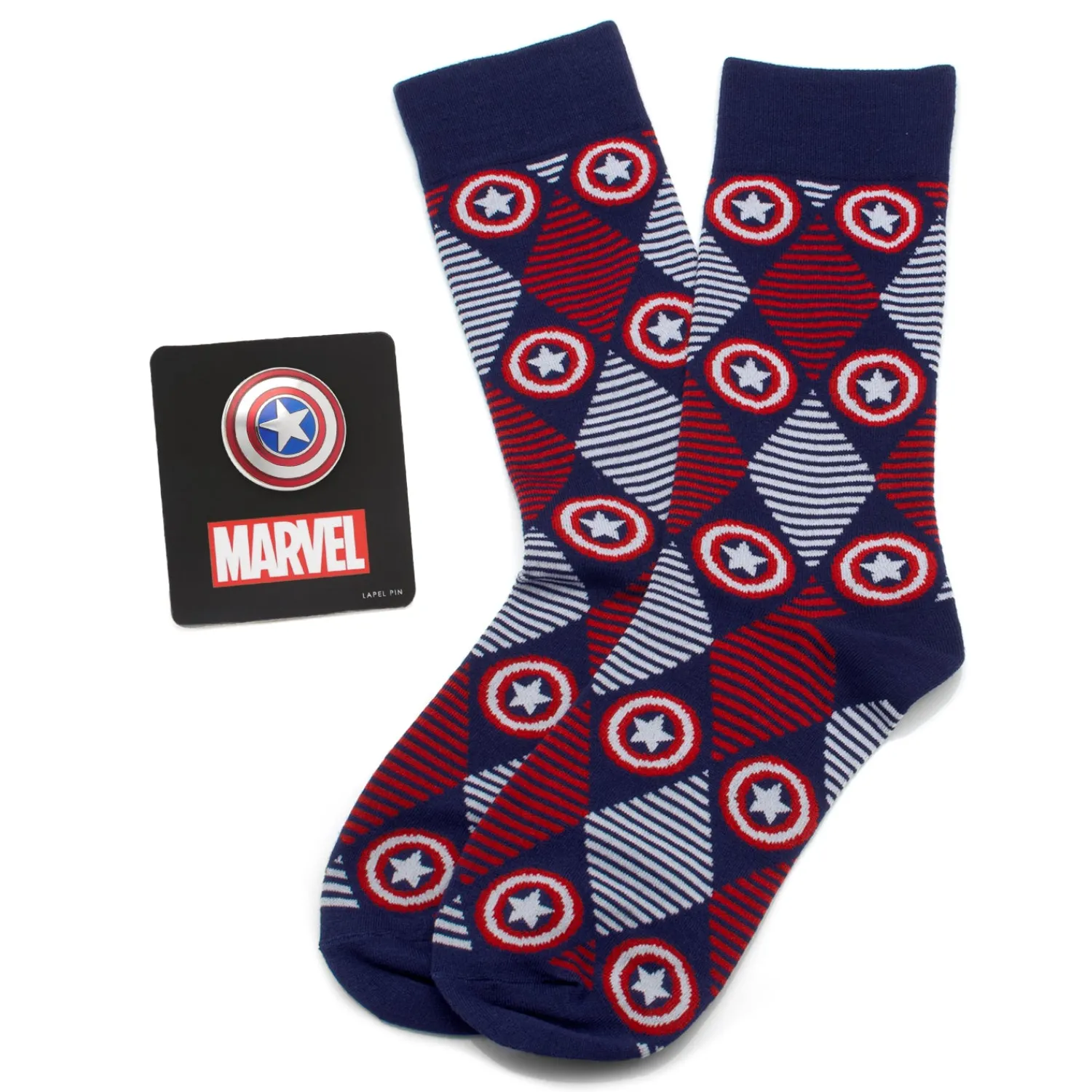 Cheap Captain America Navy Argyle Stripe Gift Set Socks