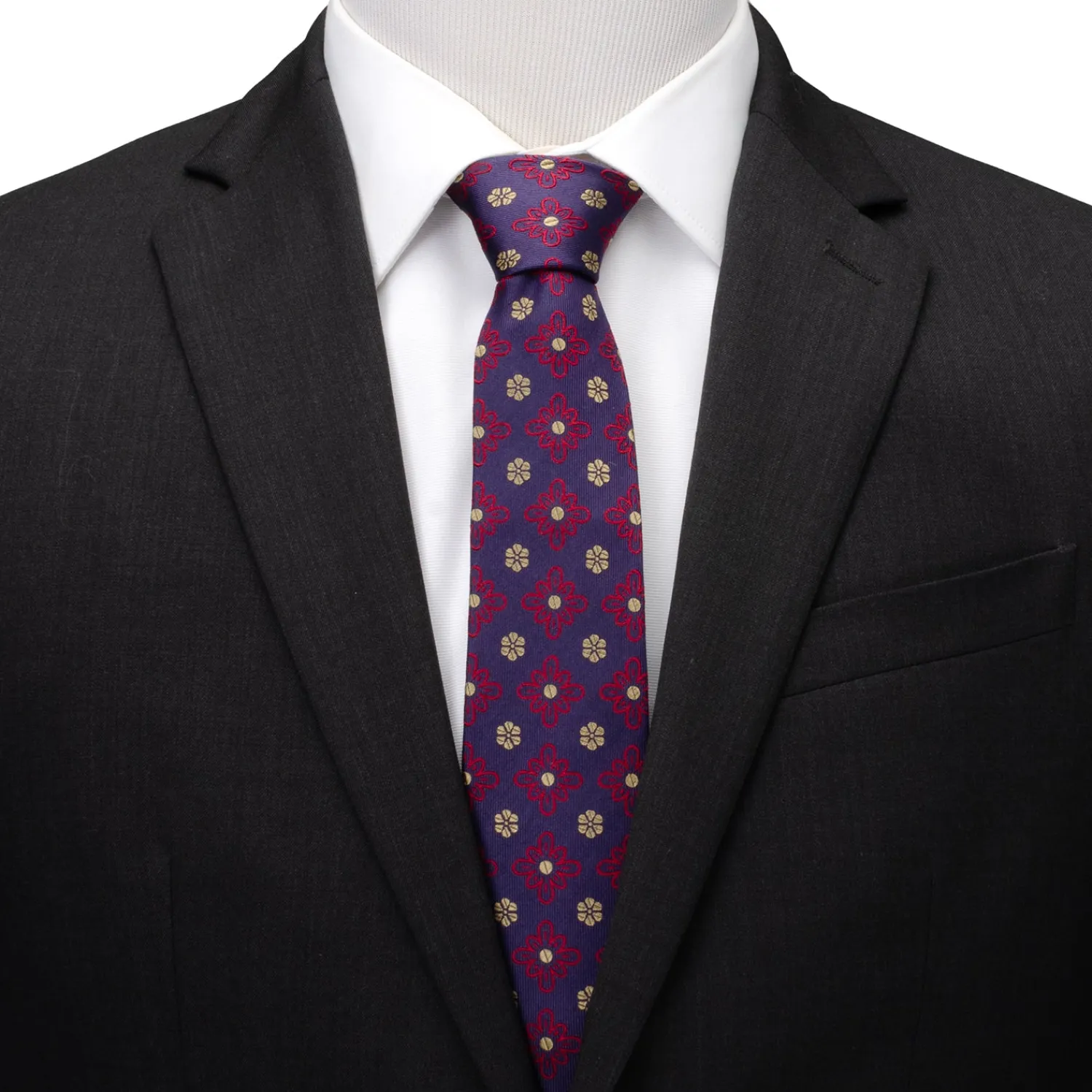 Online Deep Purple Floral Men's Tie Classic Ties