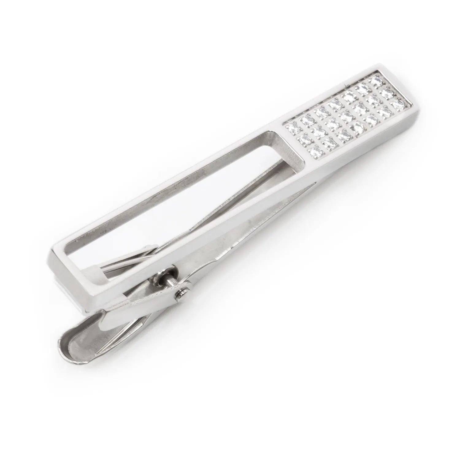 Fashion Die Cut Crystal Stainless Steel Tie Clip Classic Tie Bars