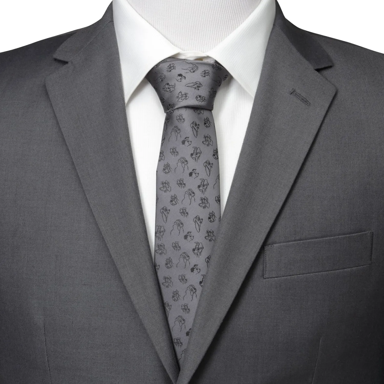 Sale Dog Print Gray Men's Tie Disney Ties
