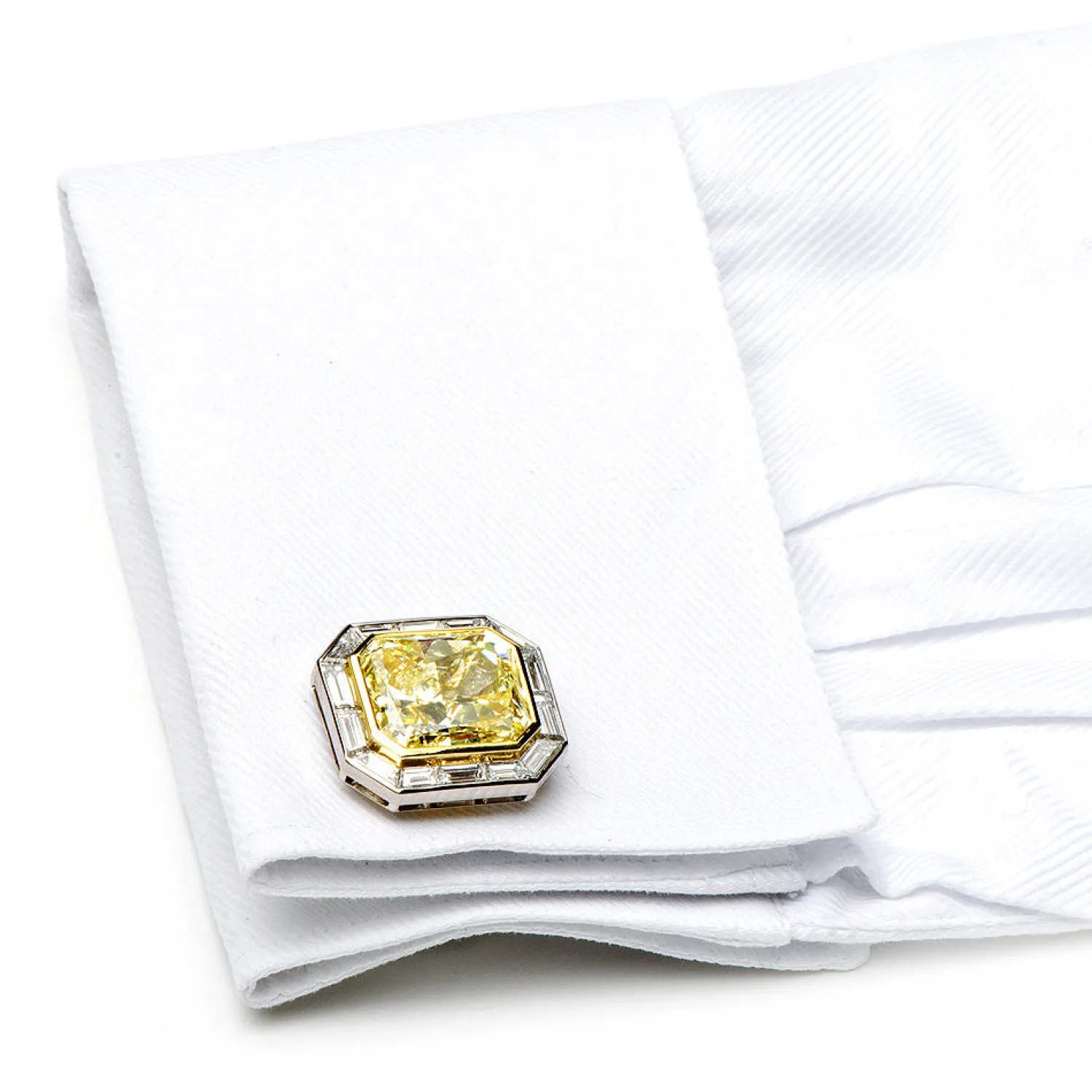 New Emerald Cut Canary Diamonds Octagon Cufflinks Luxury Cufflinks | Hobbies & Interests Cufflinks