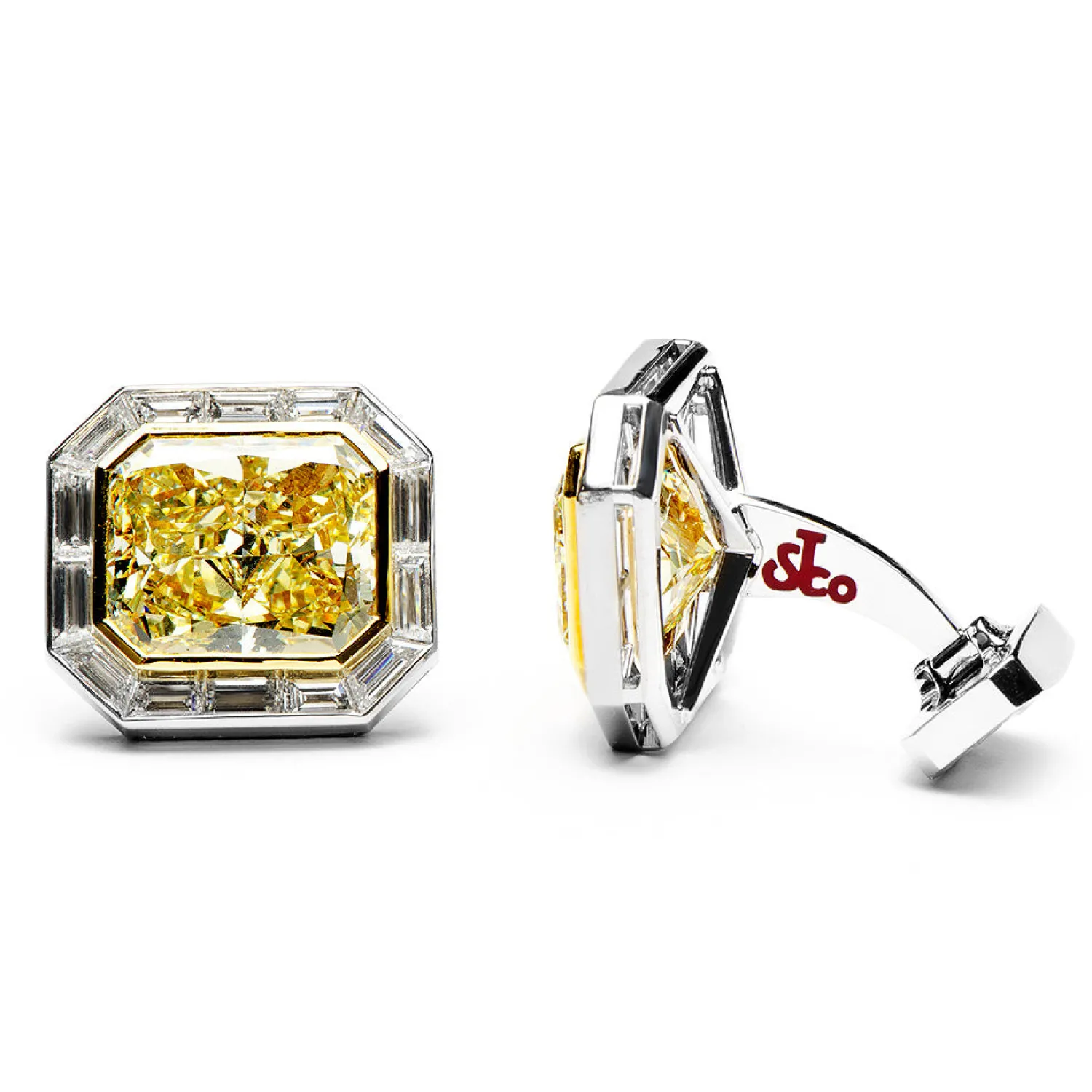 New Emerald Cut Canary Diamonds Octagon Cufflinks Luxury Cufflinks | Hobbies & Interests Cufflinks