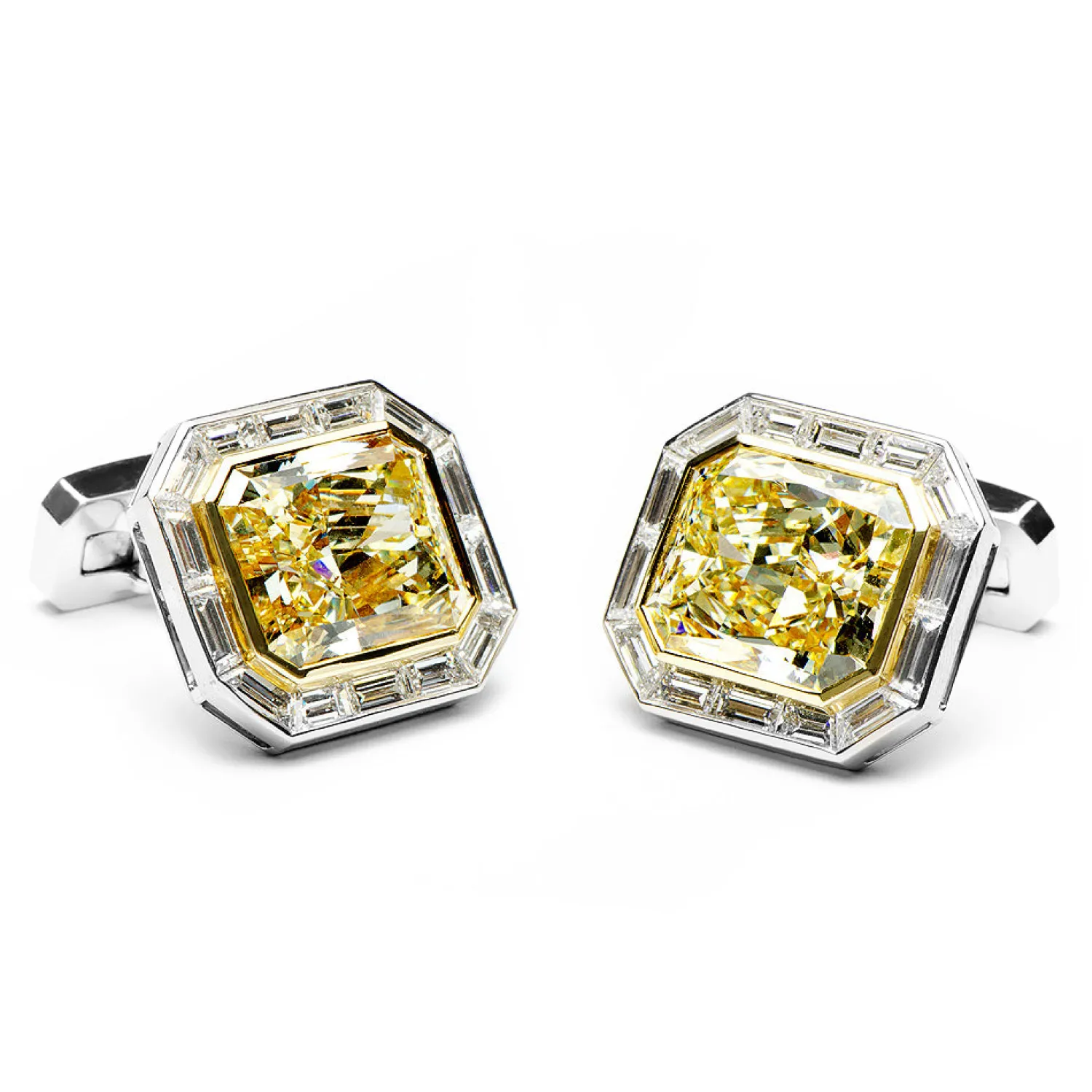 New Emerald Cut Canary Diamonds Octagon Cufflinks Luxury Cufflinks | Hobbies & Interests Cufflinks
