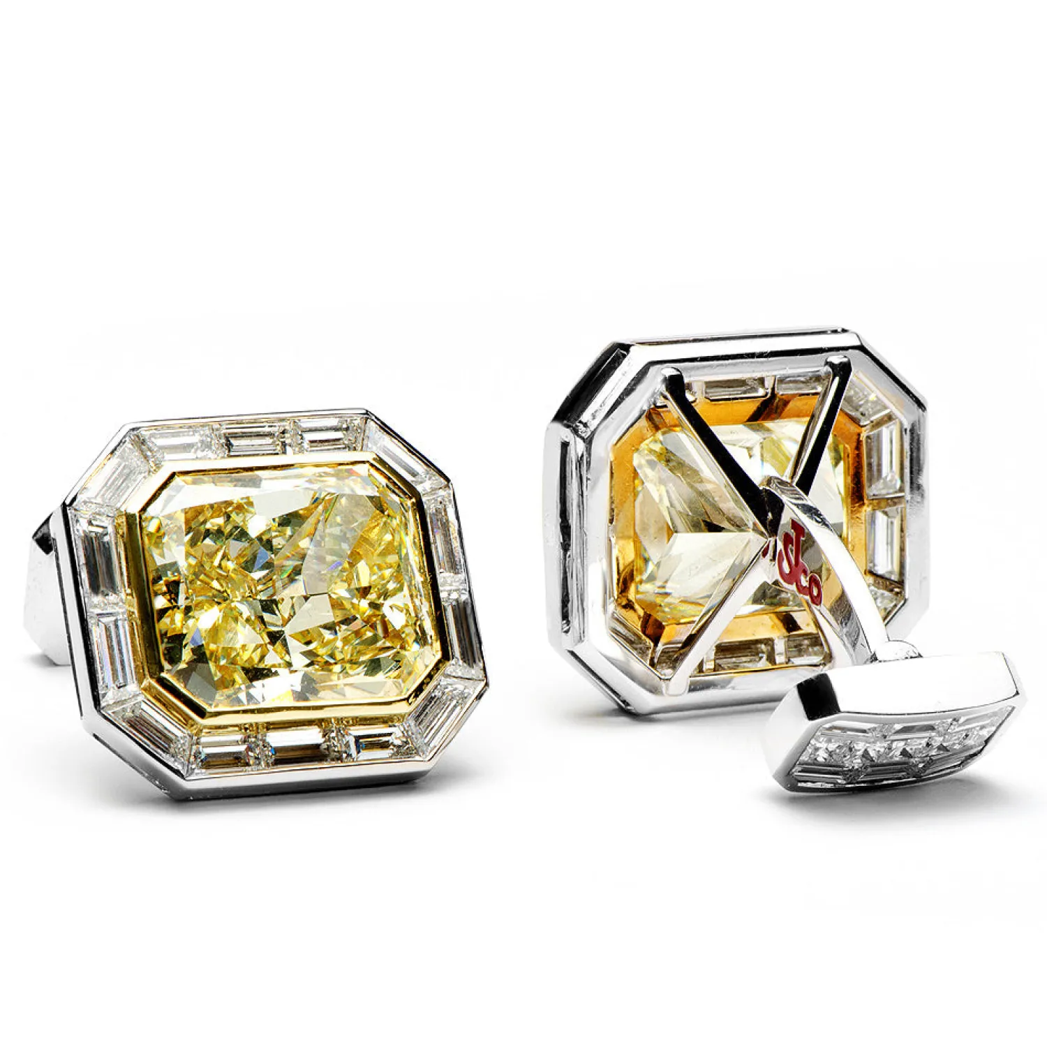 New Emerald Cut Canary Diamonds Octagon Cufflinks Luxury Cufflinks | Hobbies & Interests Cufflinks
