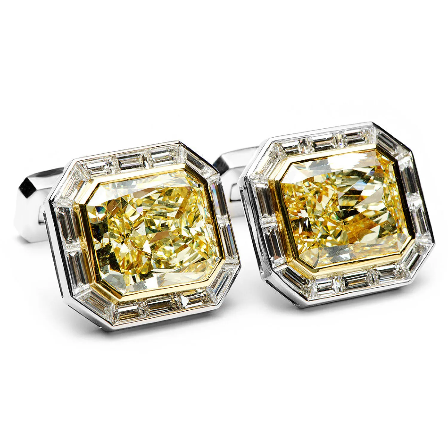 New Emerald Cut Canary Diamonds Octagon Cufflinks Luxury Cufflinks | Hobbies & Interests Cufflinks