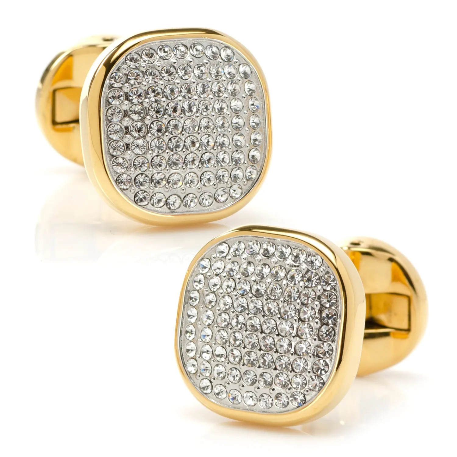 Store Gold Stainless Steel White Pave Crystal Cufflinks Luxury Cufflinks | Hobbies & Interests Cufflinks