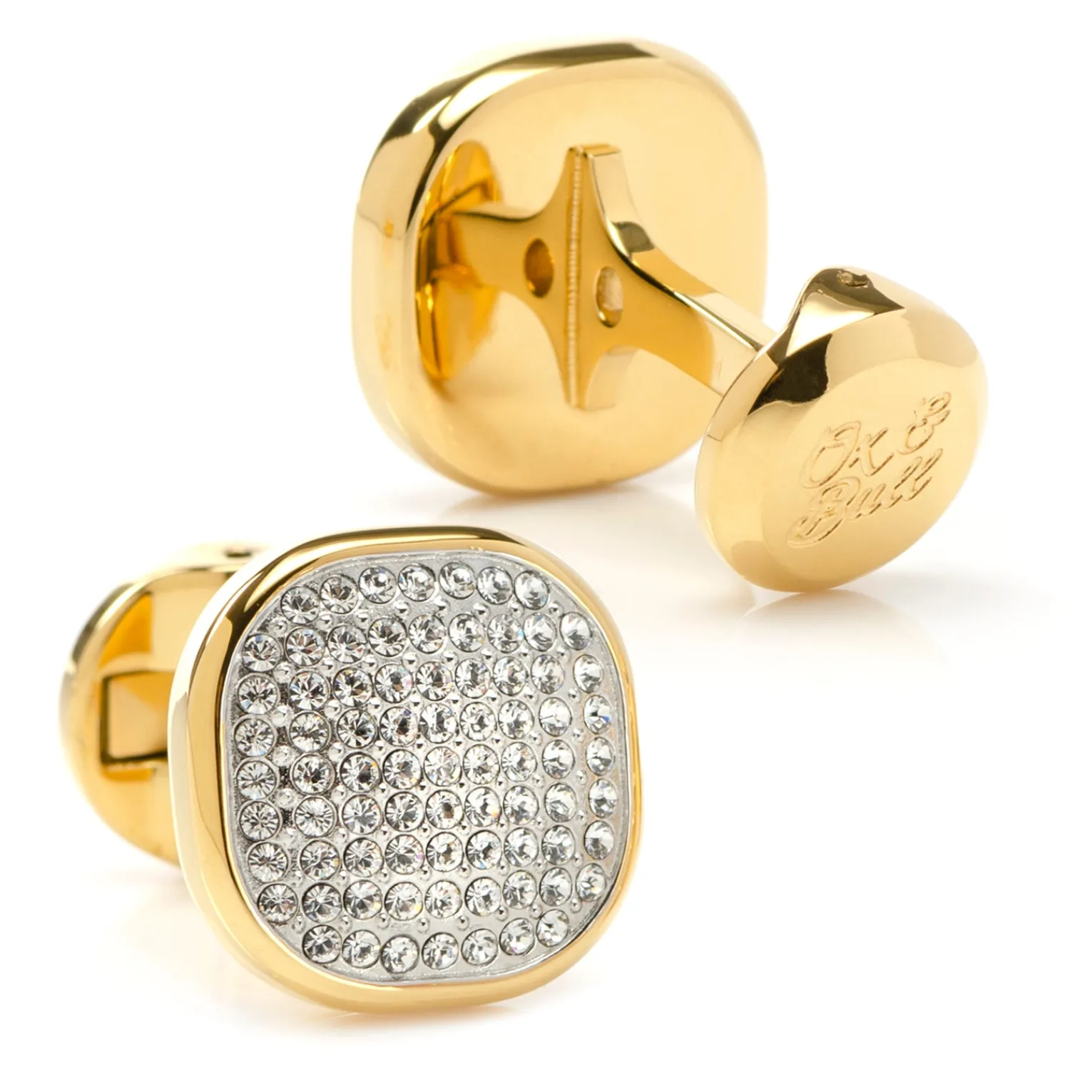Store Gold Stainless Steel White Pave Crystal Cufflinks Luxury Cufflinks | Hobbies & Interests Cufflinks