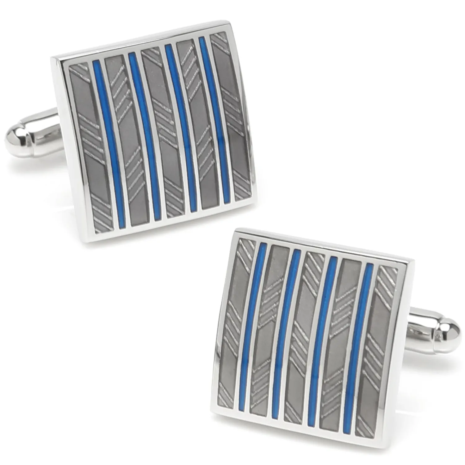 Fashion Gray and Blue Striped Square Cufflinks Luxury Cufflinks | Hobbies & Interests Cufflinks