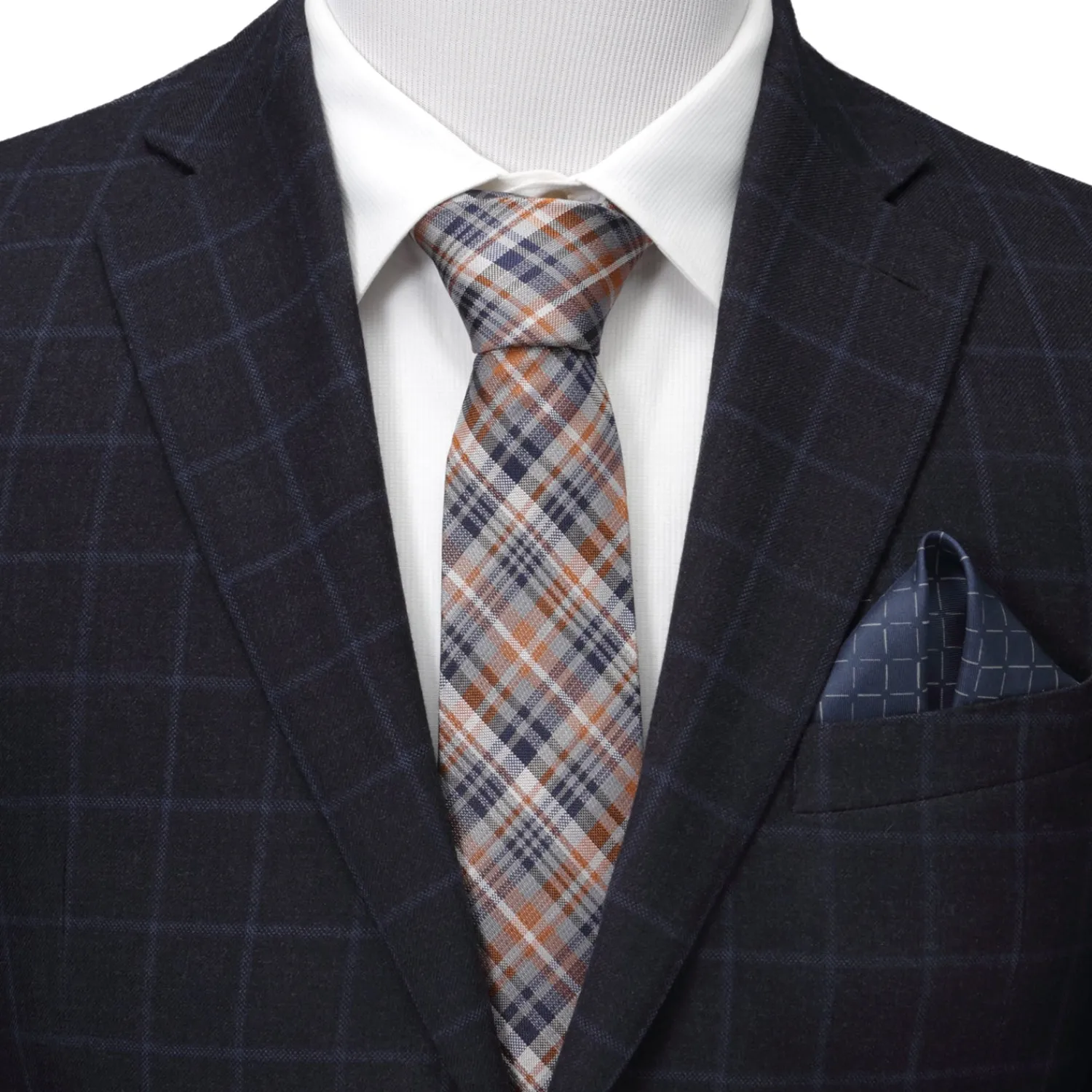 Store Gray Plaid Men's Tie Classic Ties