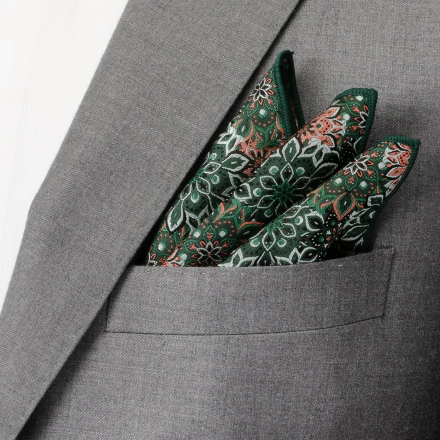 Store Green Floral Pocket Square Pocket Squares