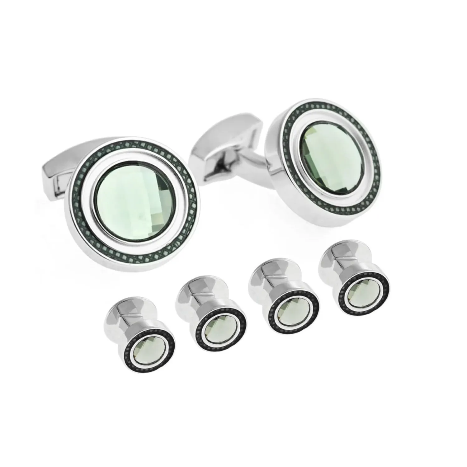 Clearance Grey Swarovski Crystals Cufflinks and Shirt Studs Set Stud Sets