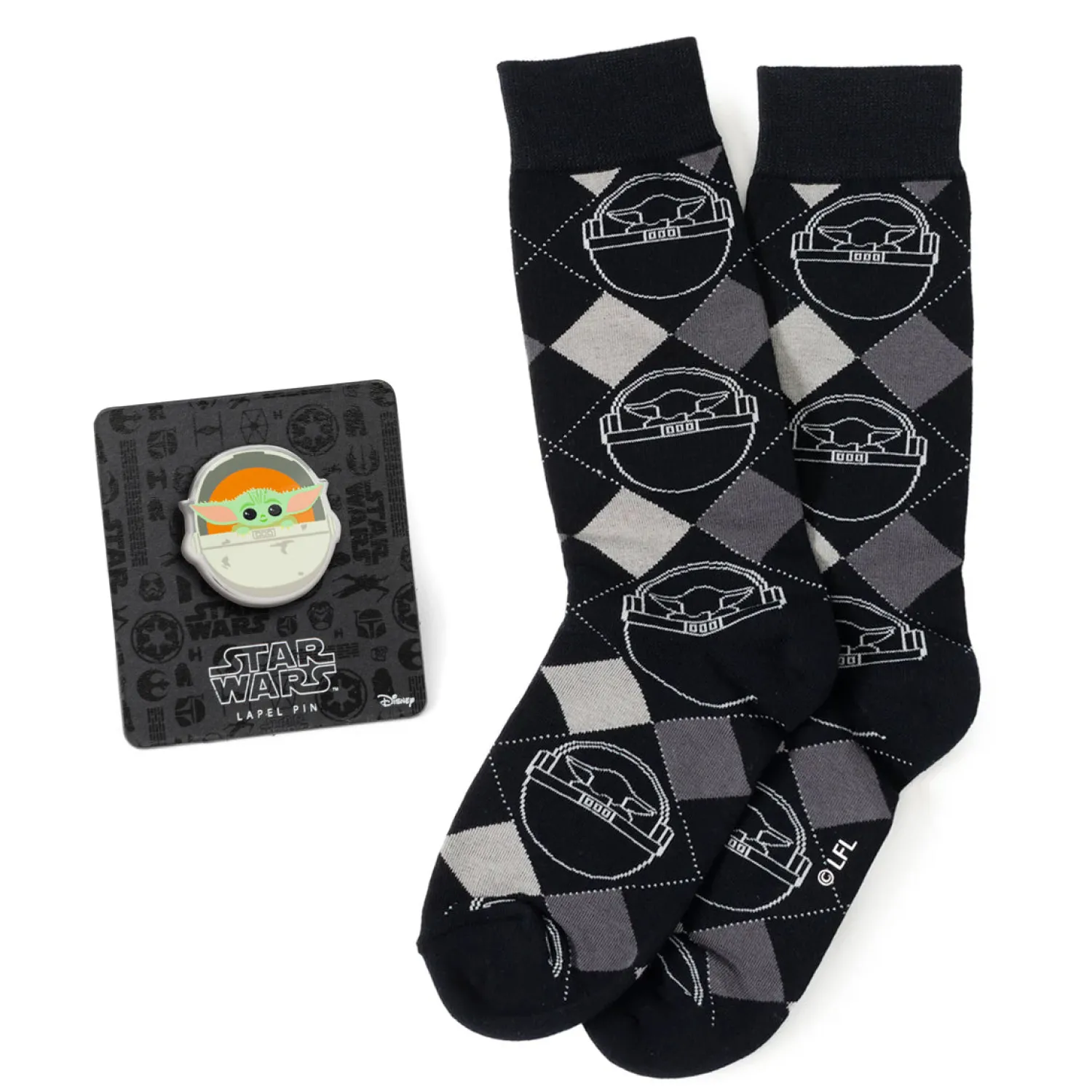 Shop Grogu Argyle Charcoal Gift Set Socks
