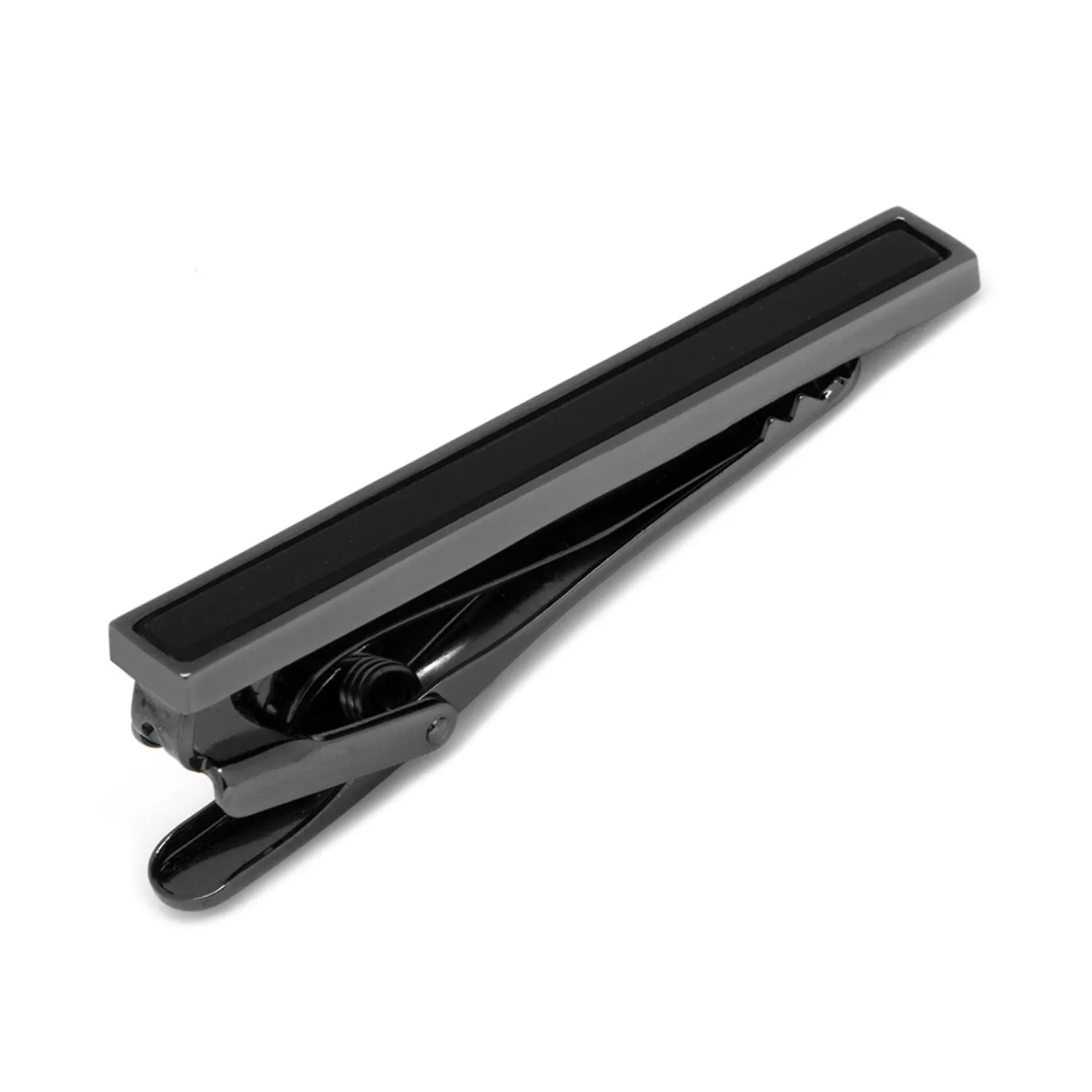 Clearance Gunmetal and Onyx Inlaid Tie Clip Classic Tie Bars