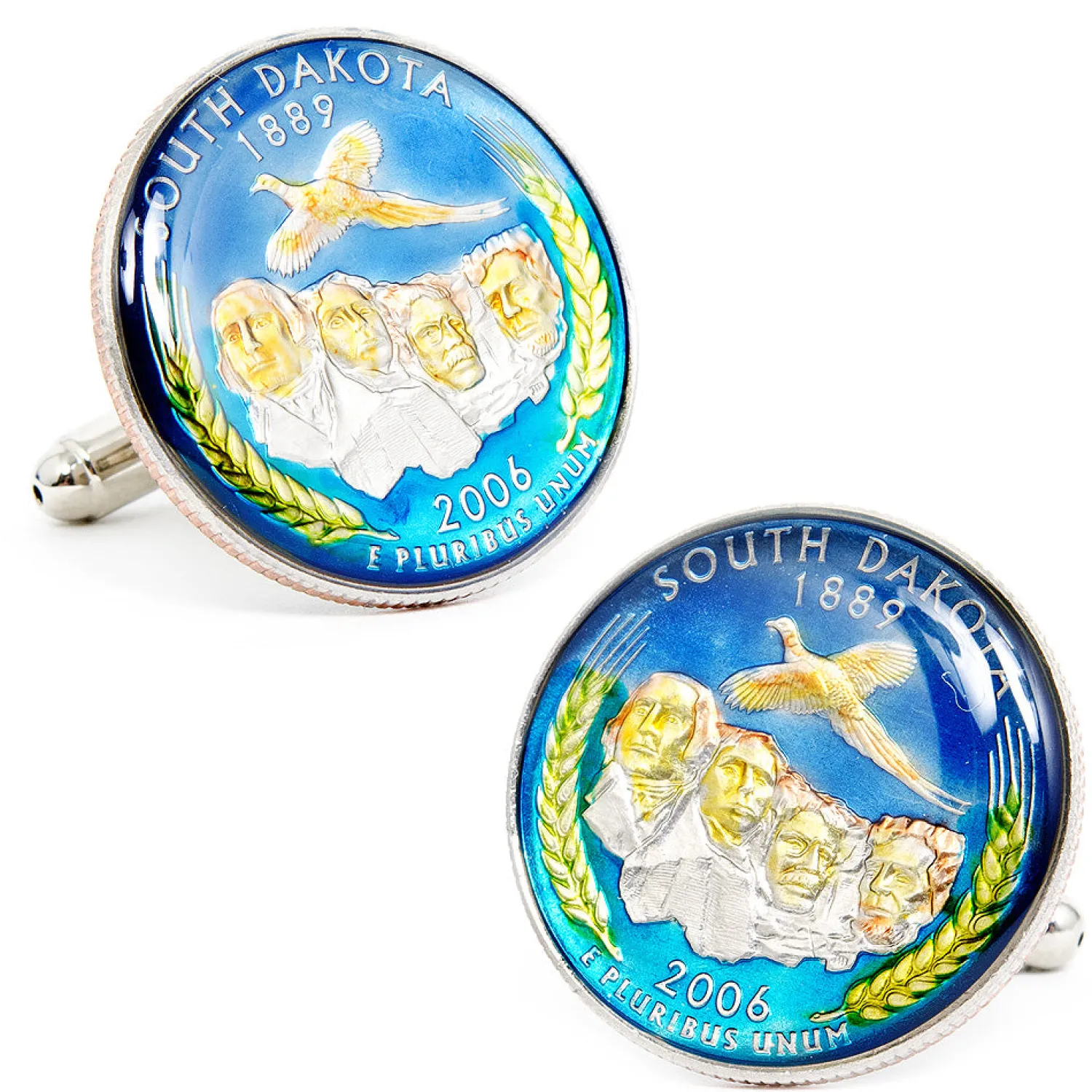 Best Sale Hand Painted South Dakota State Quarter Cufflinks Luxury Cufflinks | Hobbies & Interests Cufflinks