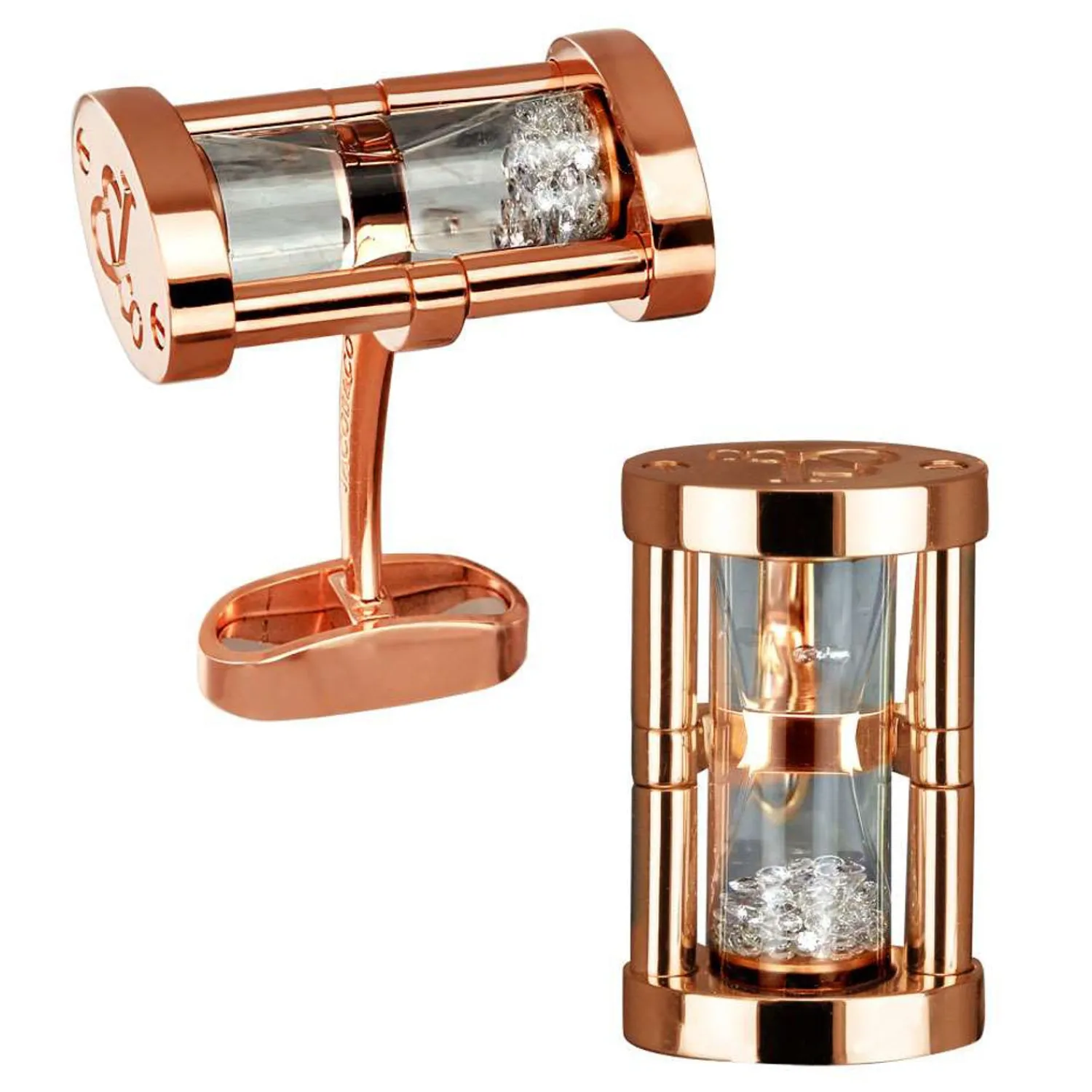 Store Hour Glass Cufflinks with Floating Diamonds Luxury Cufflinks | Hobbies & Interests Cufflinks