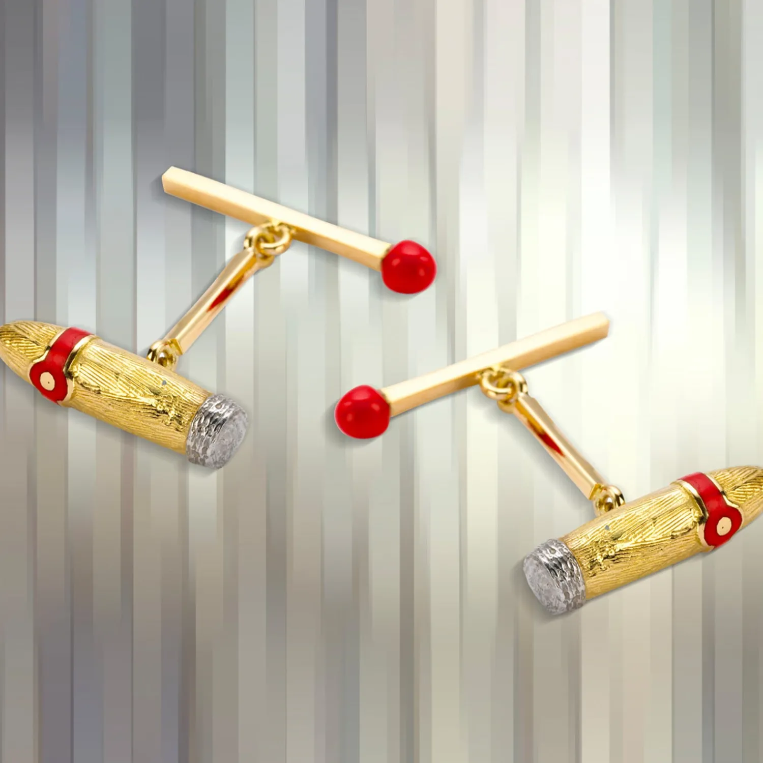 Outlet 18K Yellow Gold Cigar & Matchstick Cufflinks Luxury Cufflinks | Designer Cufflinks