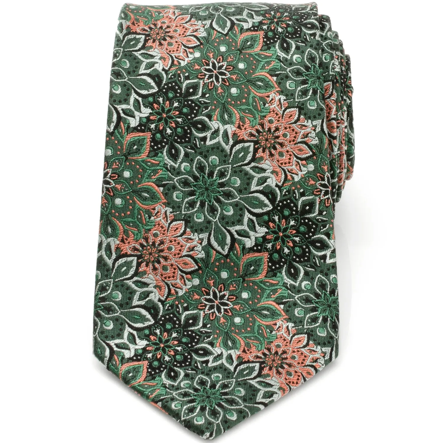 Clearance Kaleido Floral Coral Accented Men's Tie Classic Ties