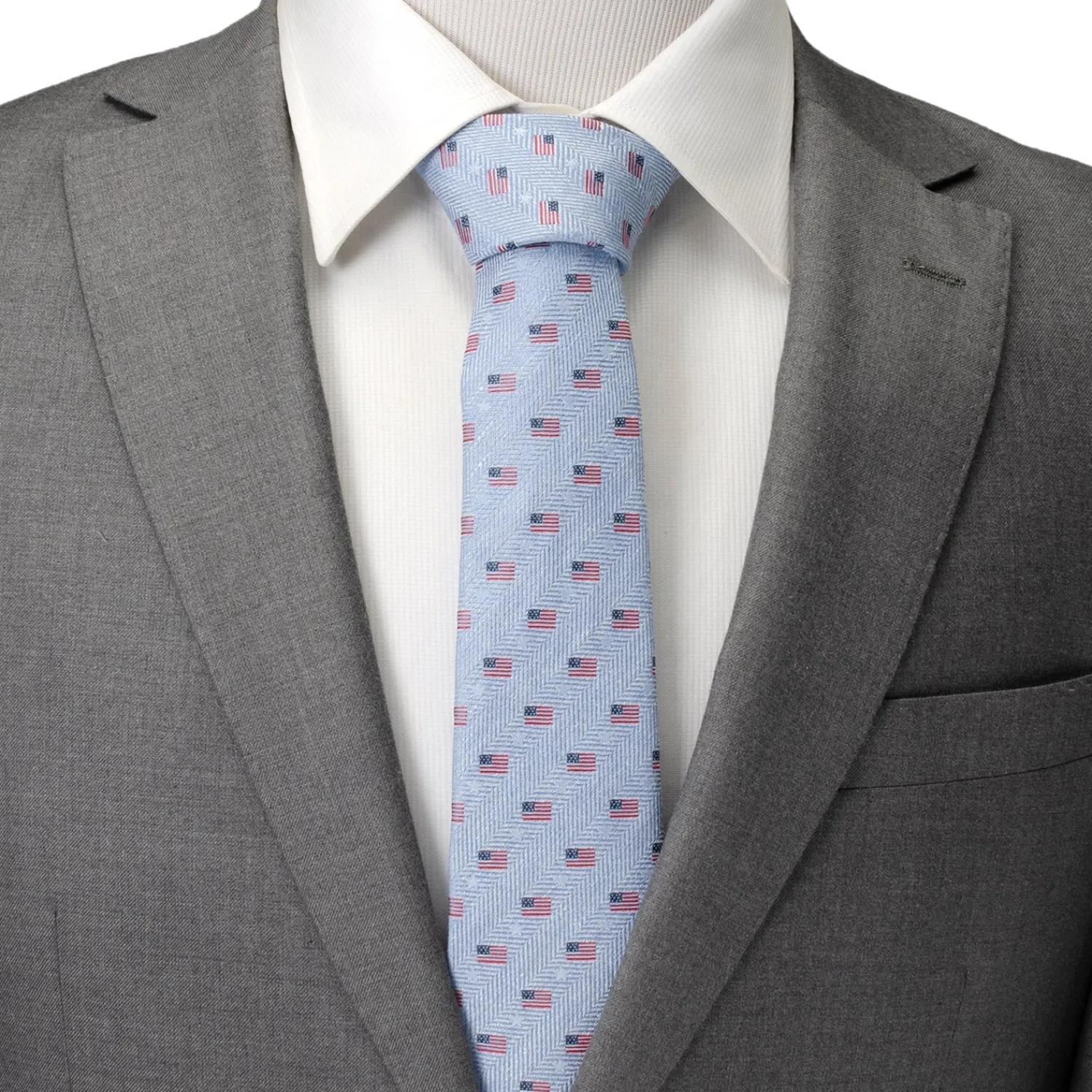 Best Sale Light Blue American Flag Men's Tie Classic Ties | Hobbies & Interests Cufflinks