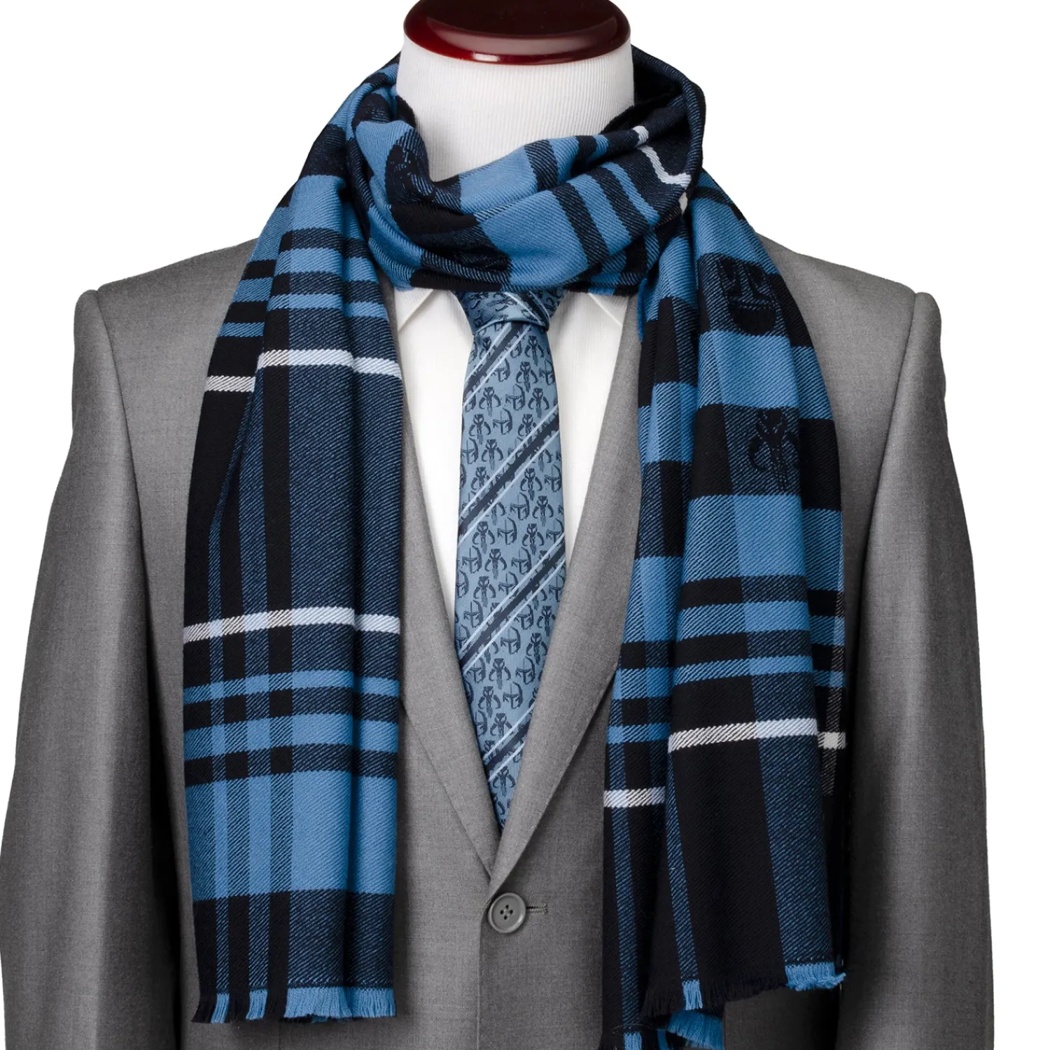 Outlet Mandalorian Blue Tartan Scarf Scarves