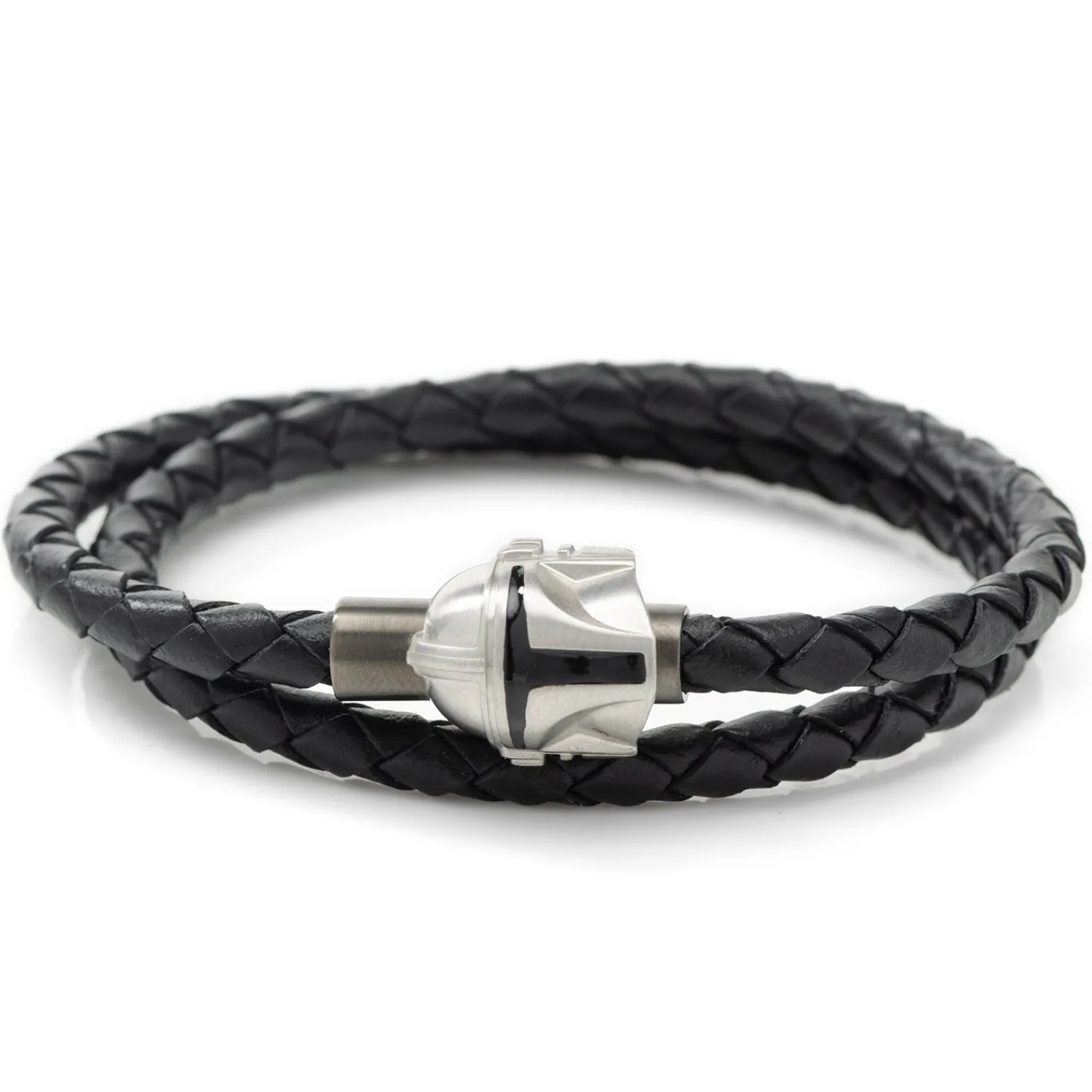 Best Mandalorian Helmet Double Wrap Stainless Steel Bracelet Leather Goods | Bracelets