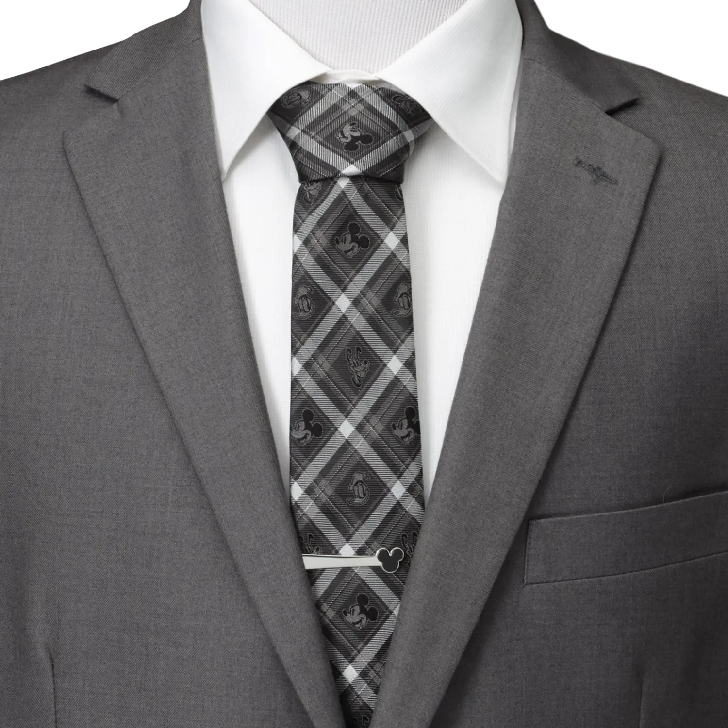 New Mickey and Friends Charcoal Plaid Men's Tie Disney Ties