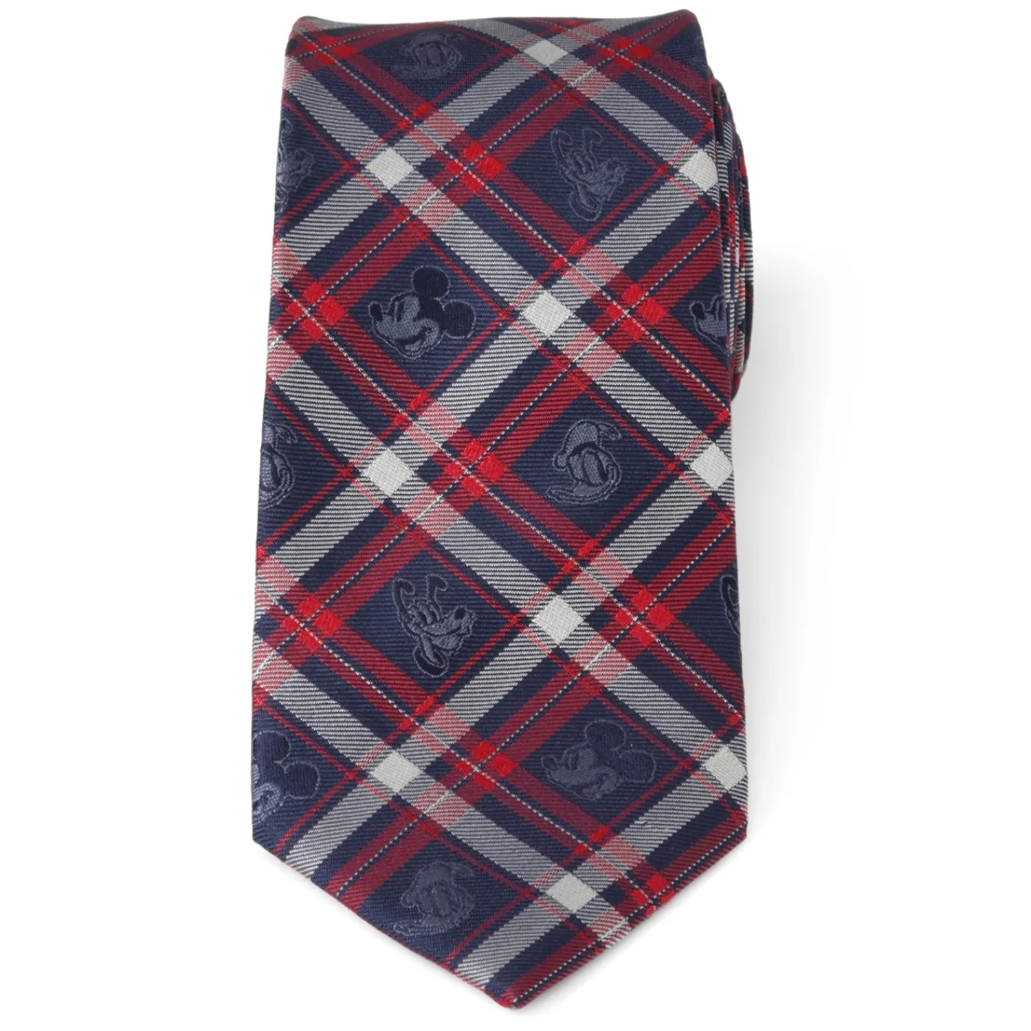 mickey_and_friends_navy_plaid_mens_tie_2.webp Best Sale Mickey and Friends Navy Plaid Men's Tie Disney Ties