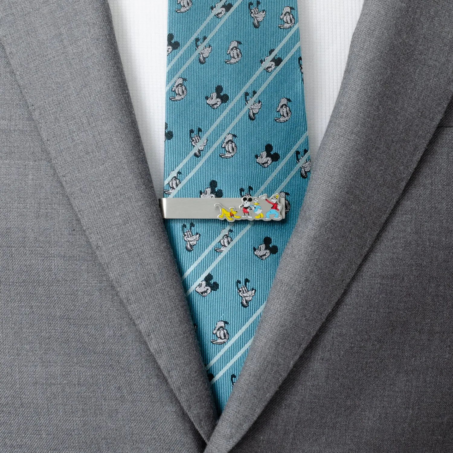 Clearance Mickey And Friends Printed Silver Tie Bar Movies & Characters Tie Bars