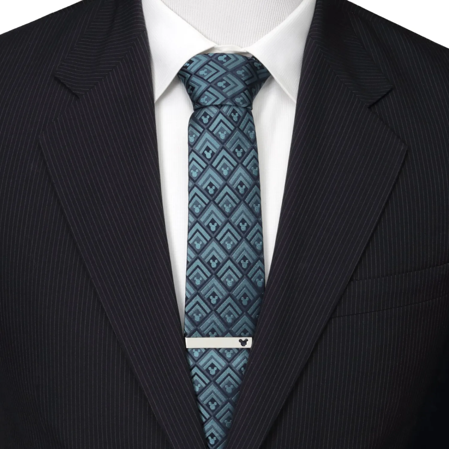 Cheap Mickey Diamond Teal Men's Tie Disney Ties